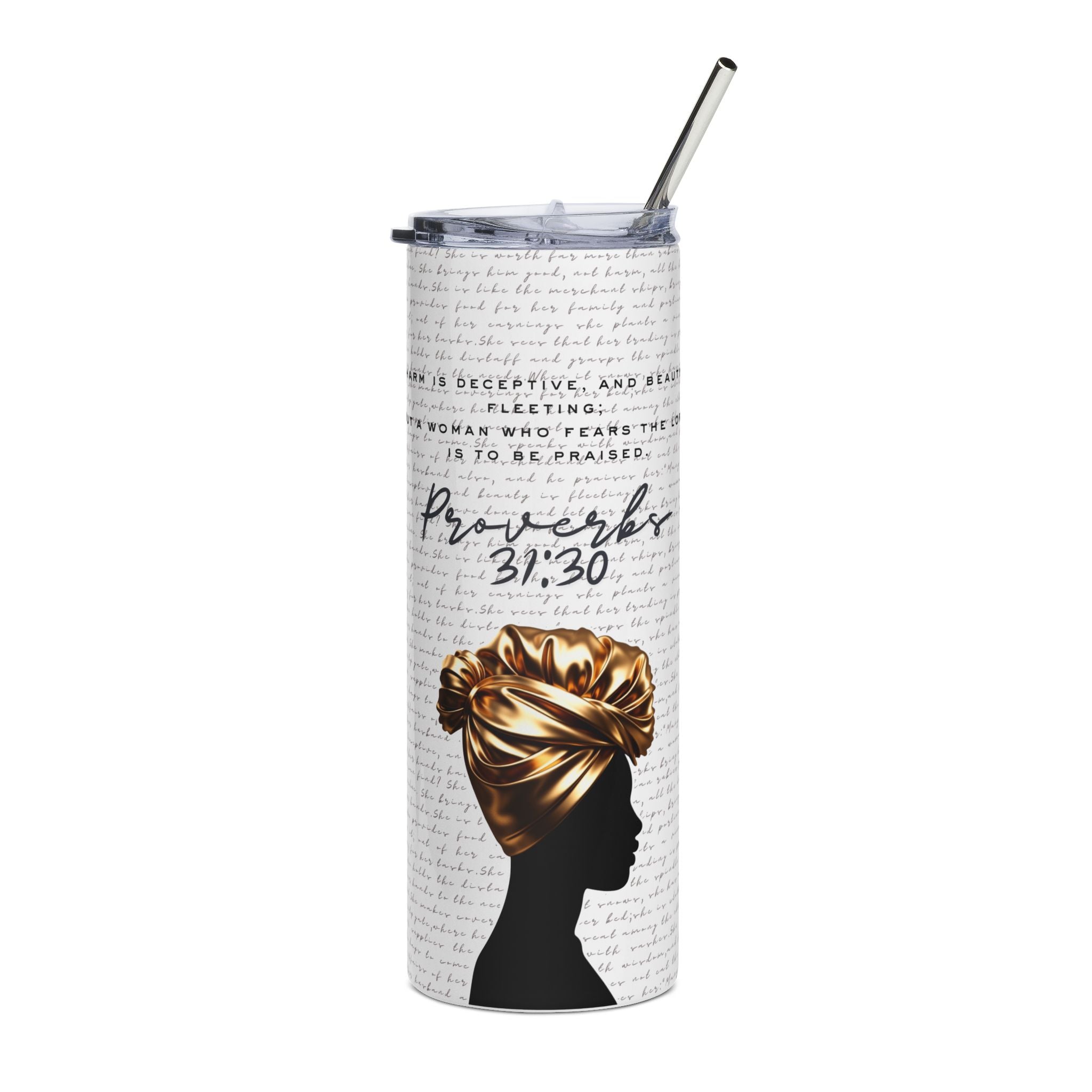 Proverbs 31:30: Headwrap— Stainless Steel Tumbler (20oz)