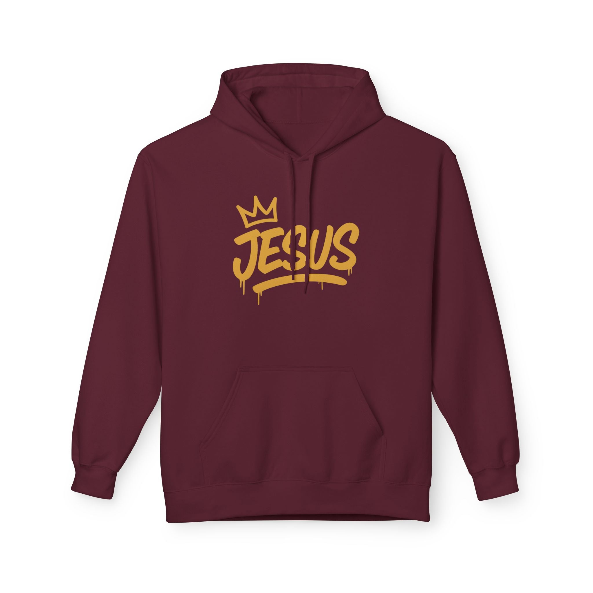 Jesus Crown Hoodie — Gold Script Inspirational Pullover