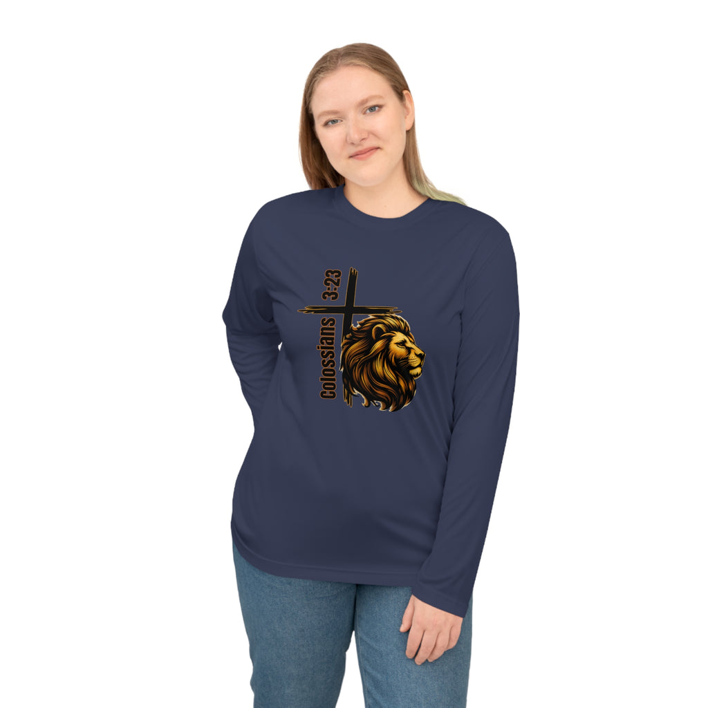 Colossians 3:23: Lion Long Sleeve Performance Shirt