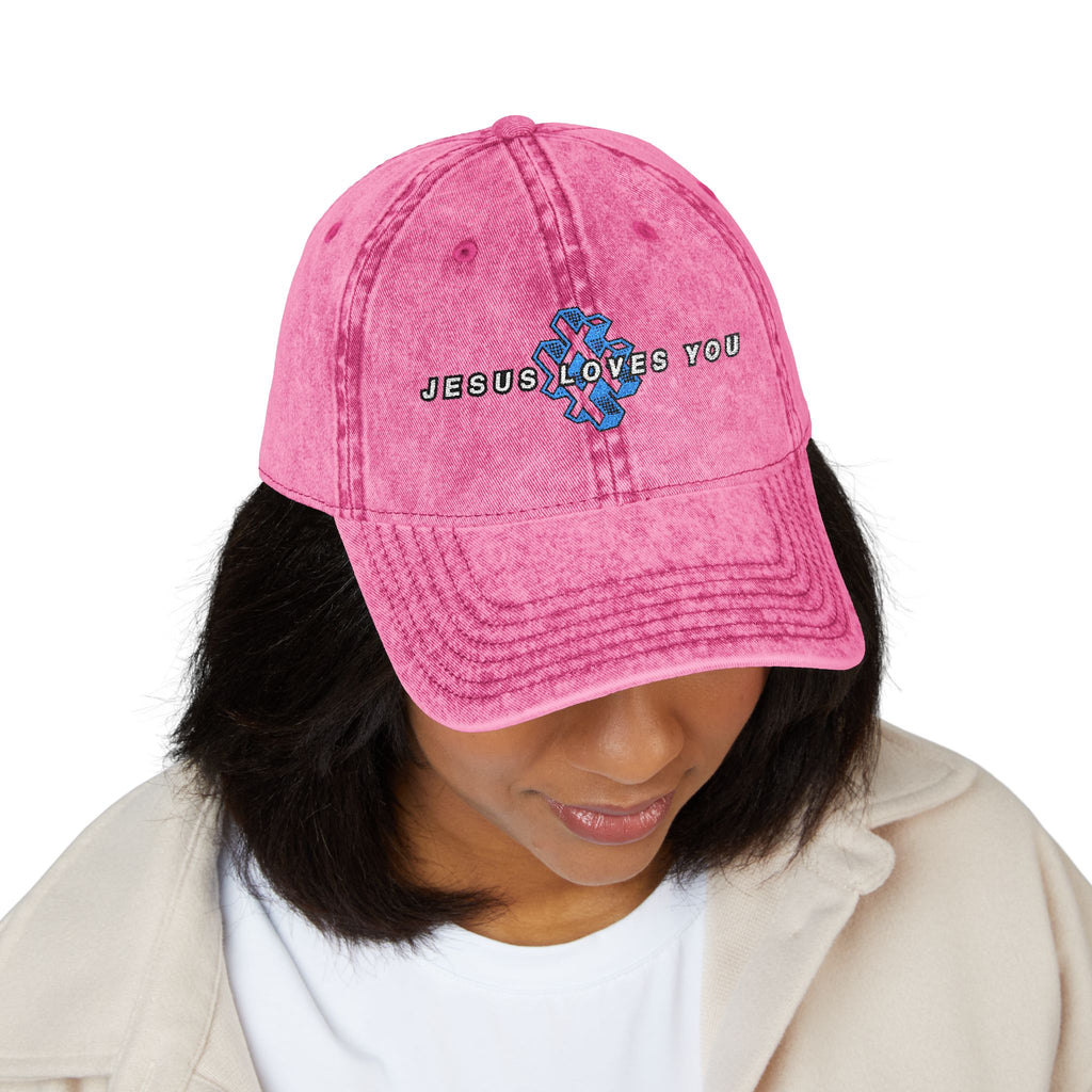 '# Jesus Loves You' Embroidered Vintage Cap