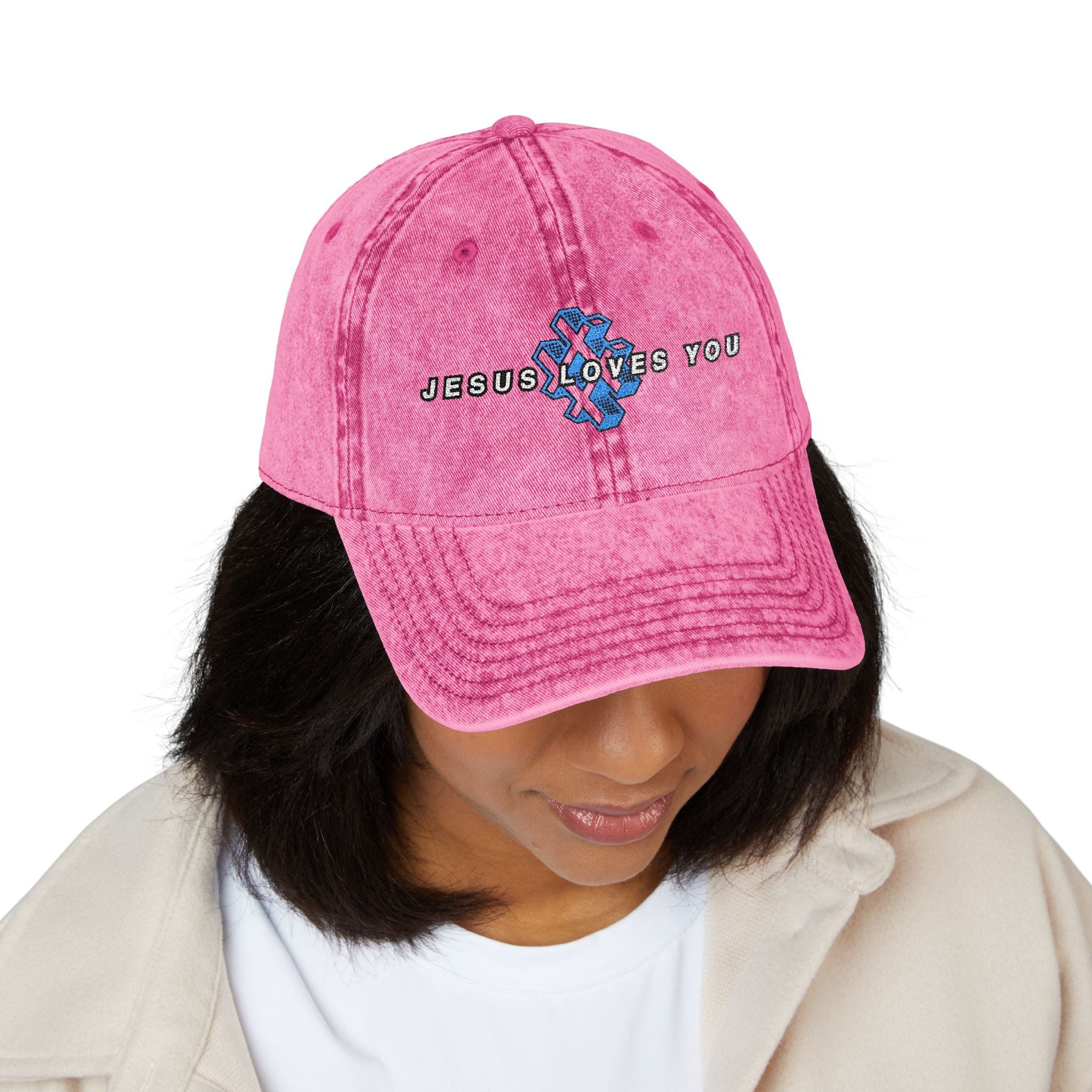 '# Jesus Loves You' Embroidered Vintage Cap