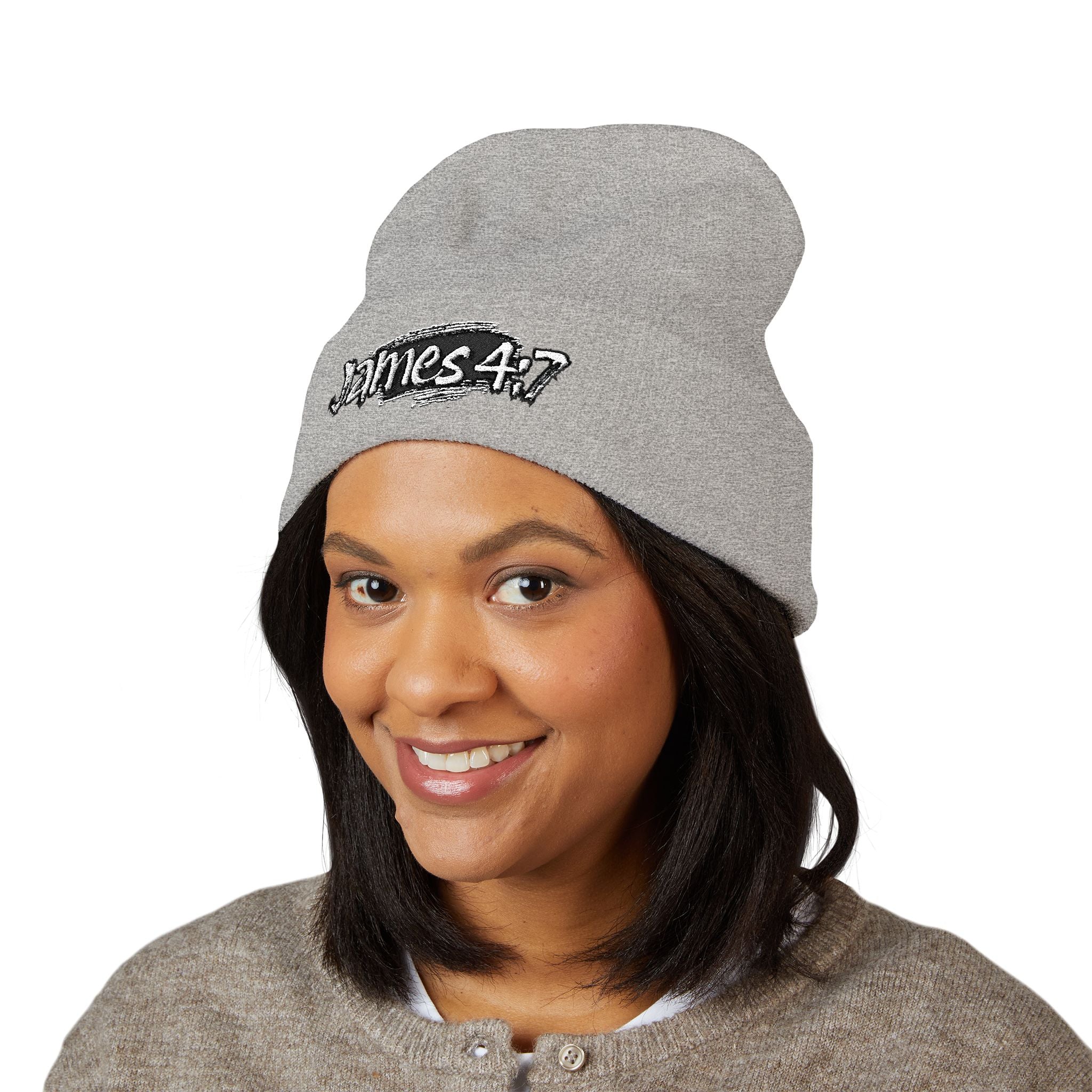James 4:7 Embroidered Cuffed Beanie