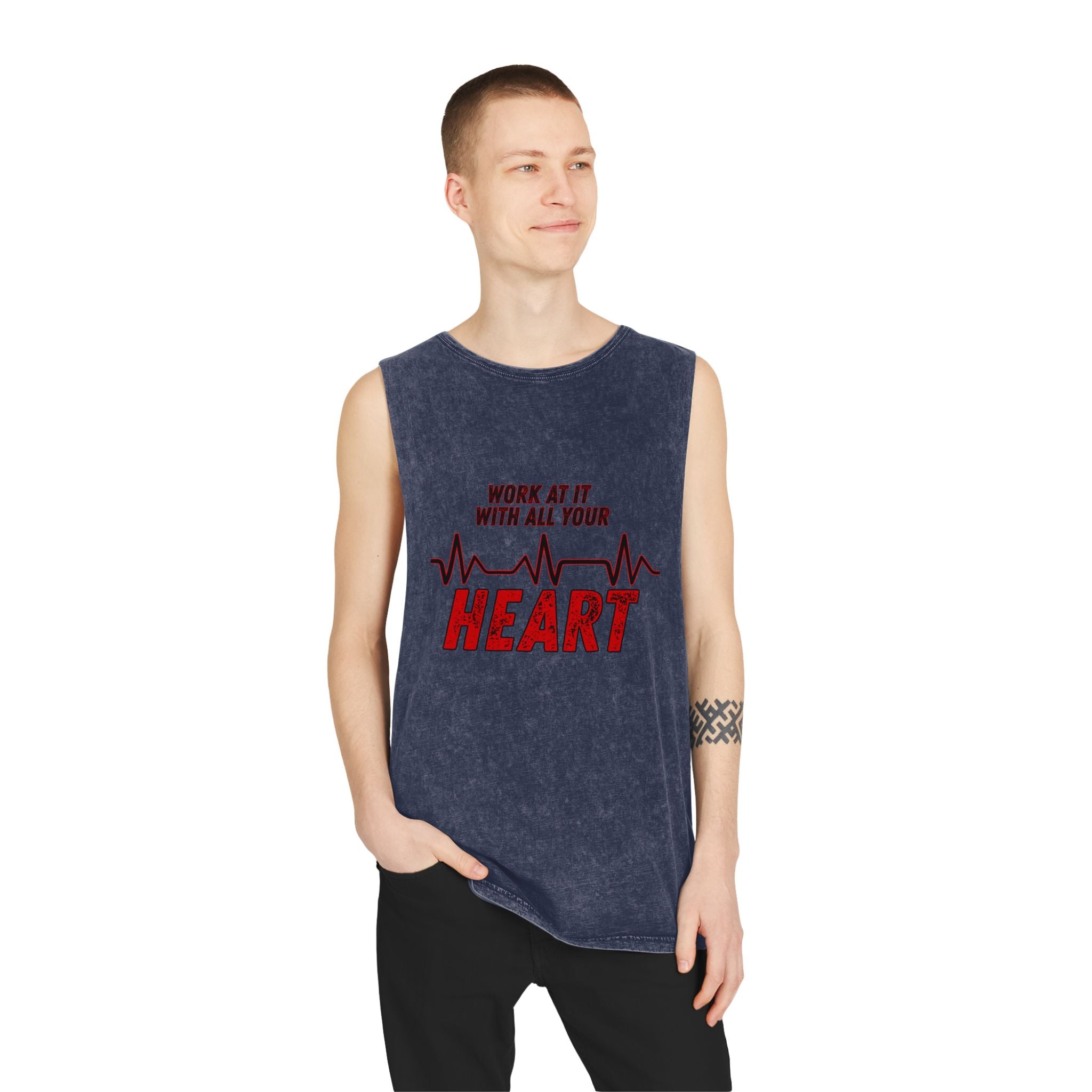 Colossians 3:23: "Work At It With All Your Heart"  — Stonewash Tank Top