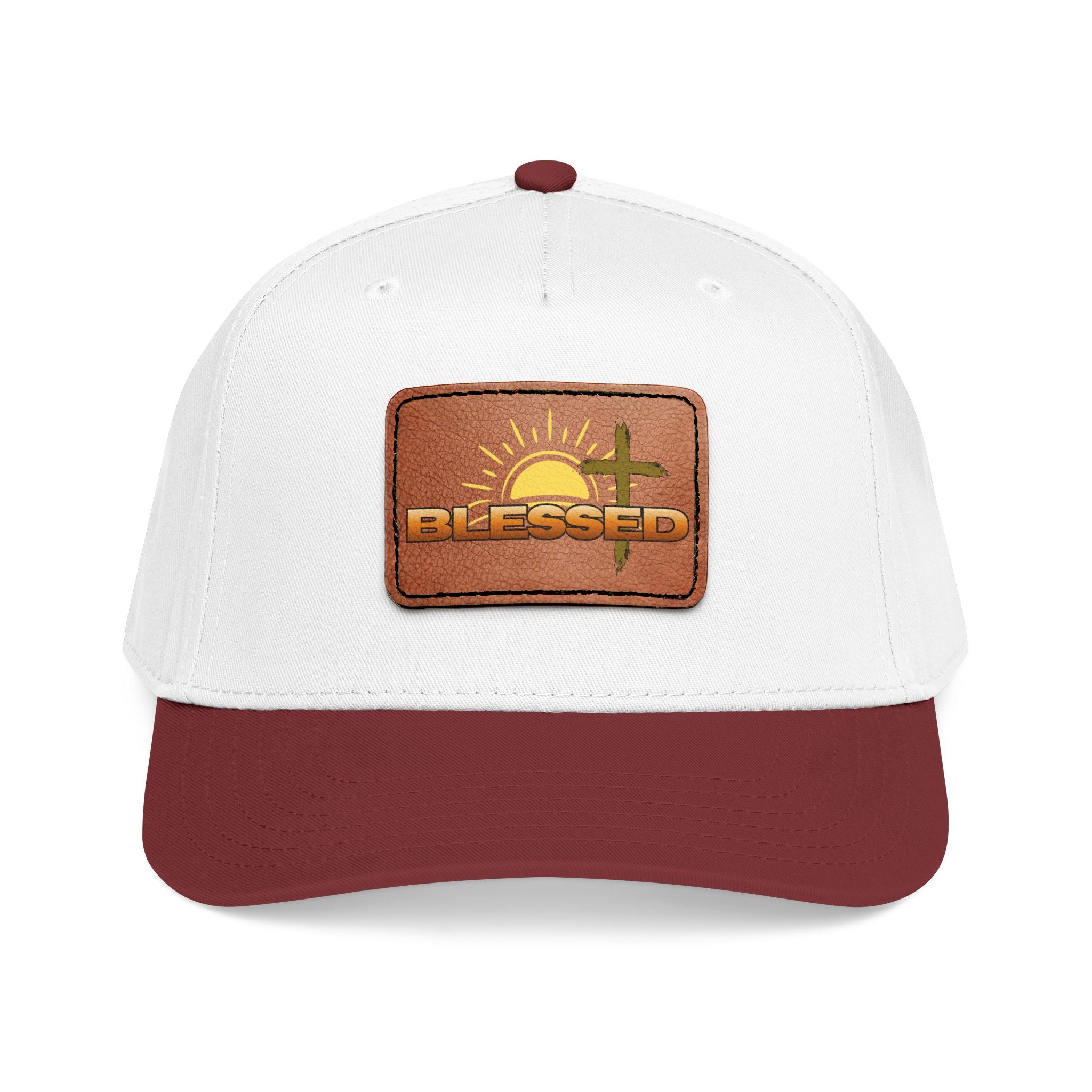 'Blessed' Sunrise Leather Patch Baseball Cap — Sunrise Cross Christian Hat