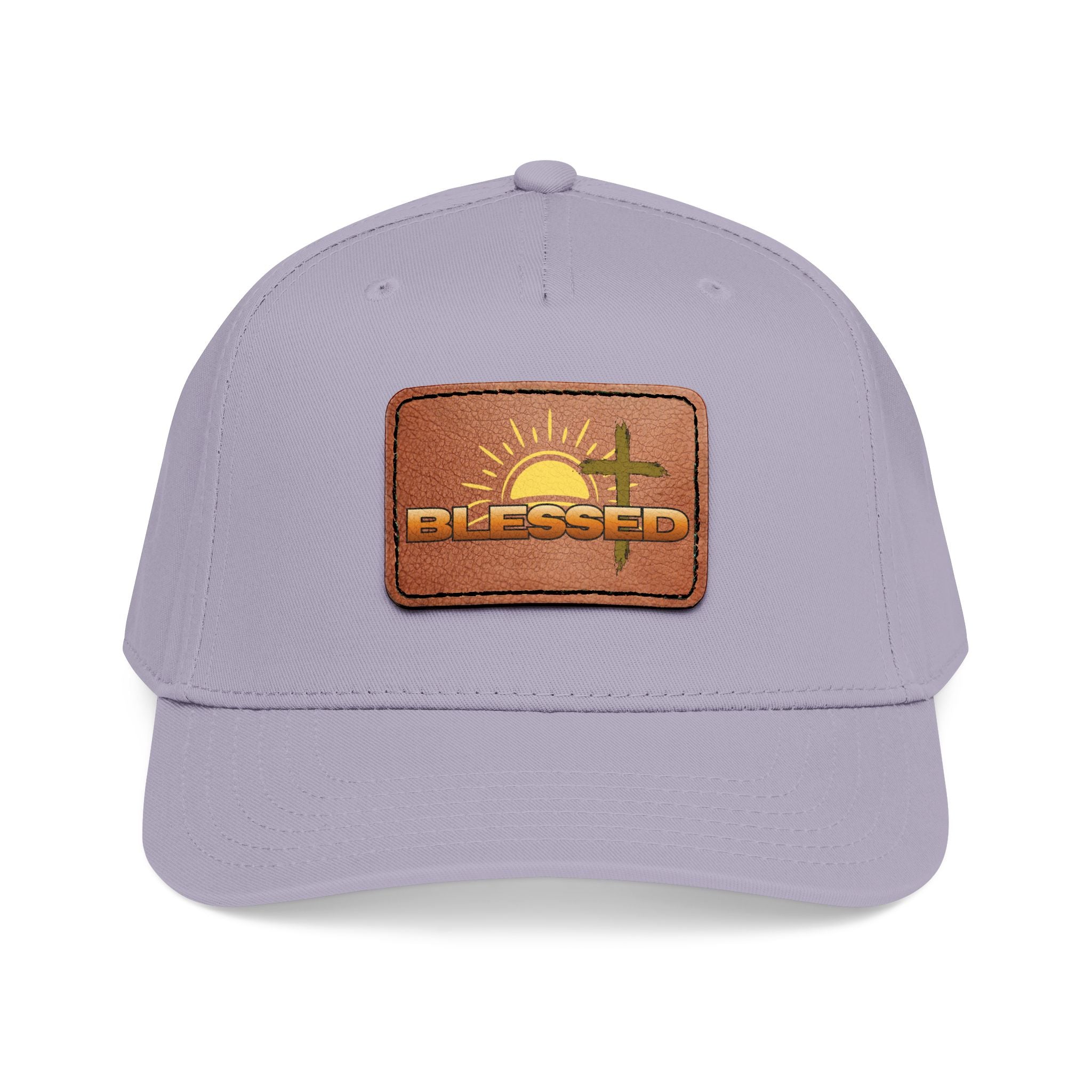 'Blessed' Sunrise Leather Patch Baseball Cap — Sunrise Cross Christian Hat