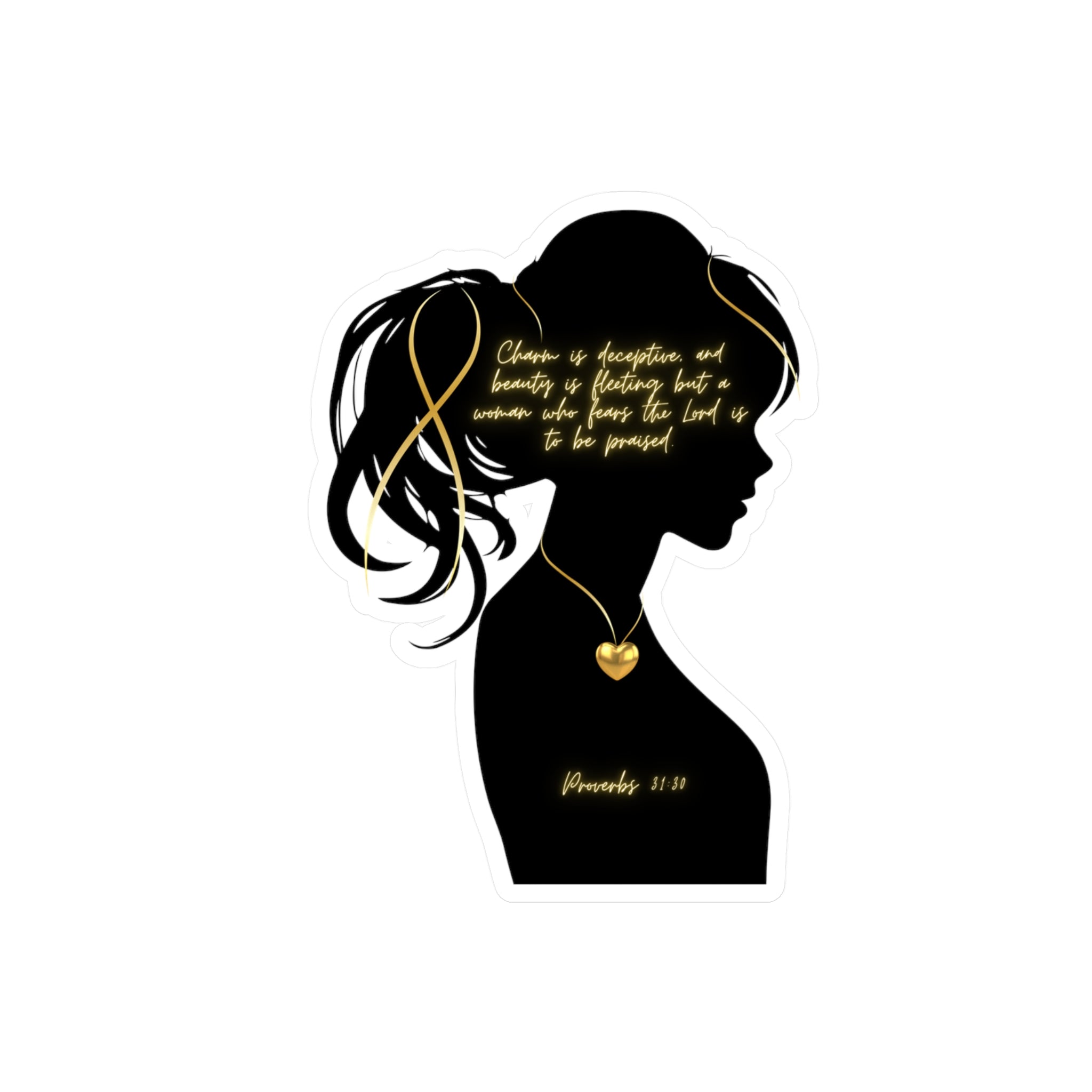 Proverbs 31:30: Gold Heart— Sticker