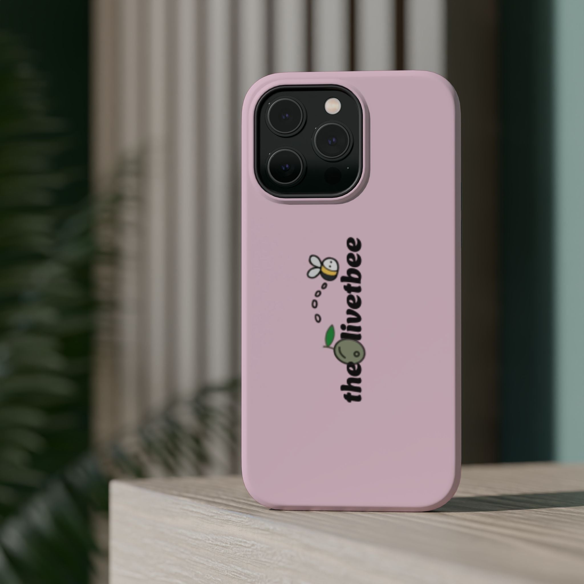 Pink Magnetic Impact-Resistant Phone Case — 'theolivetbee' , Shockproof MagSafe-Compatible Protection