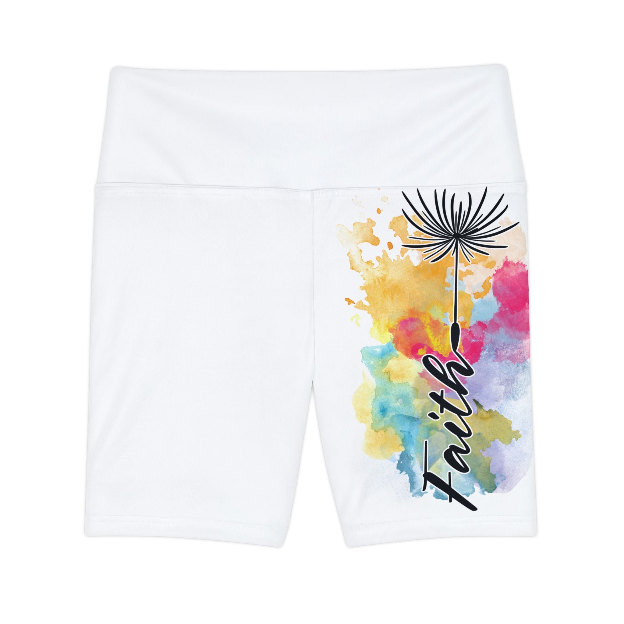 'Faith' Floral Dandelion -  Women's Workout Shorts