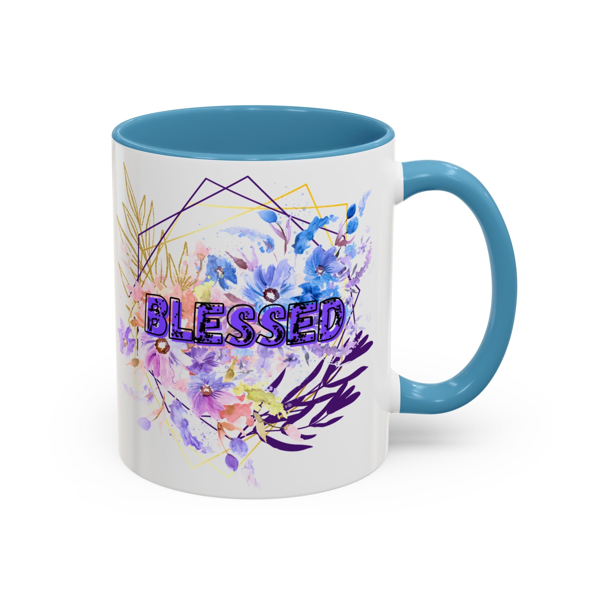 'Blessed'  — Floral Accent Coffee Mug (11oz, 15oz)