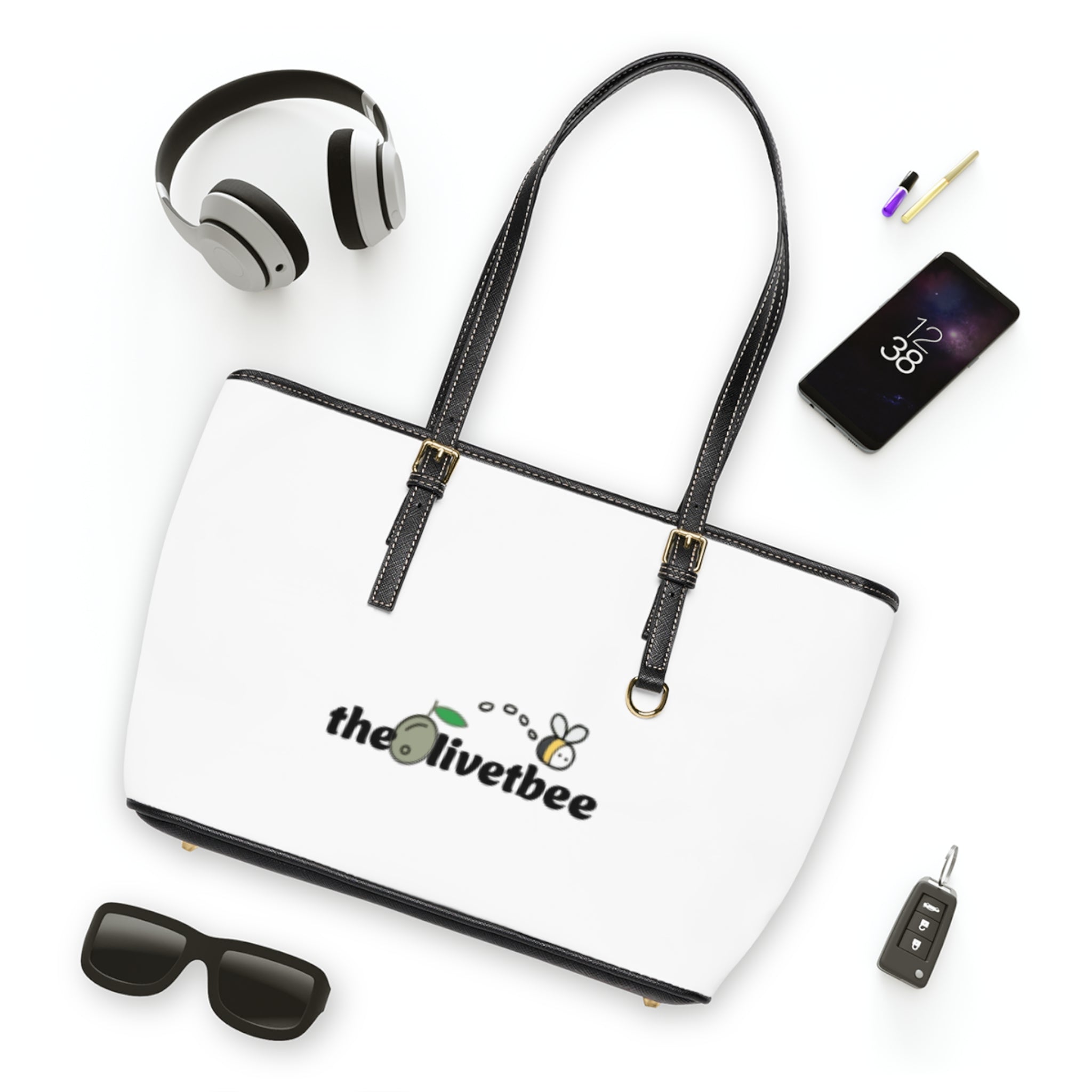 Hebrews 11:1 PU Leather Shoulder Bag — Christian Tote with "theOlivetbee" Logo