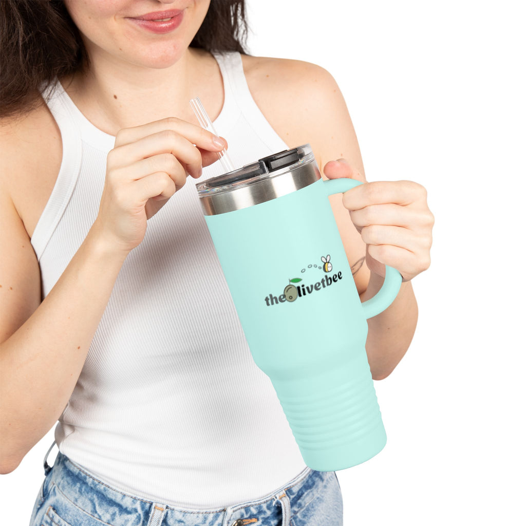 40oz Insulated Travel Mug — "theOlivetbee" Stainless Tumbler with Straw