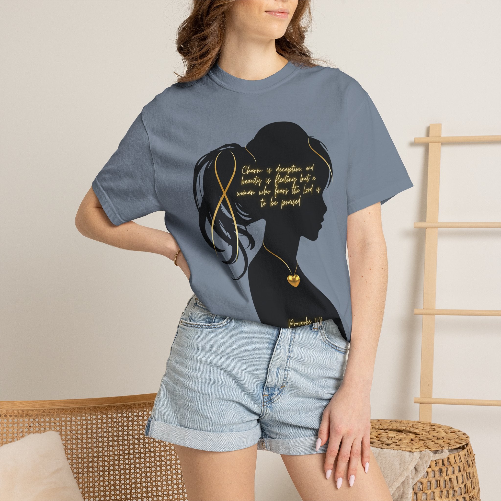 Proverbs 31:30 Gold Heart- T-Shirt