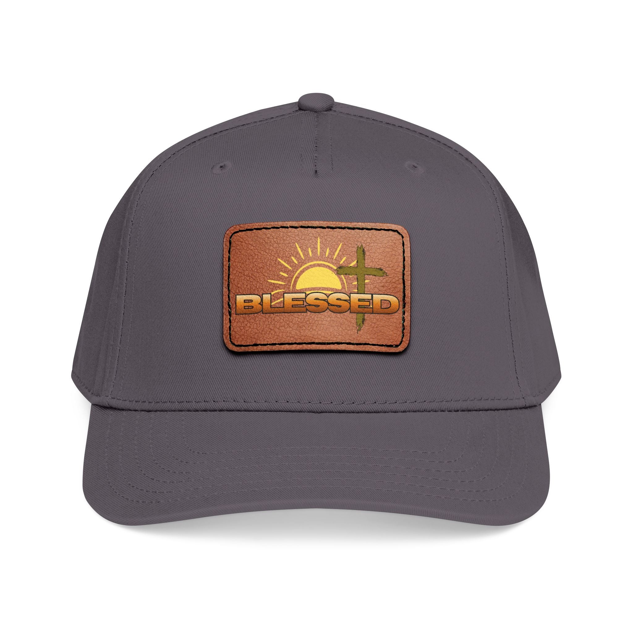 'Blessed' Sunrise Leather Patch Baseball Cap — Sunrise Cross Christian Hat