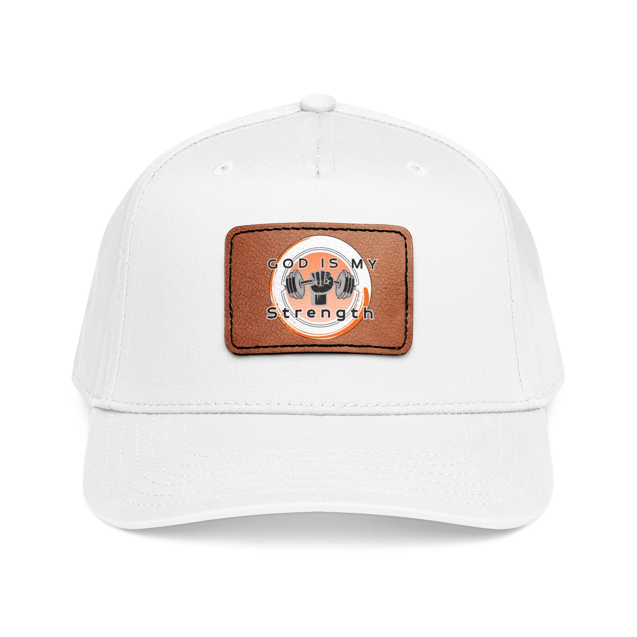 "God Is My Strength" Leather Patch Baseball Cap