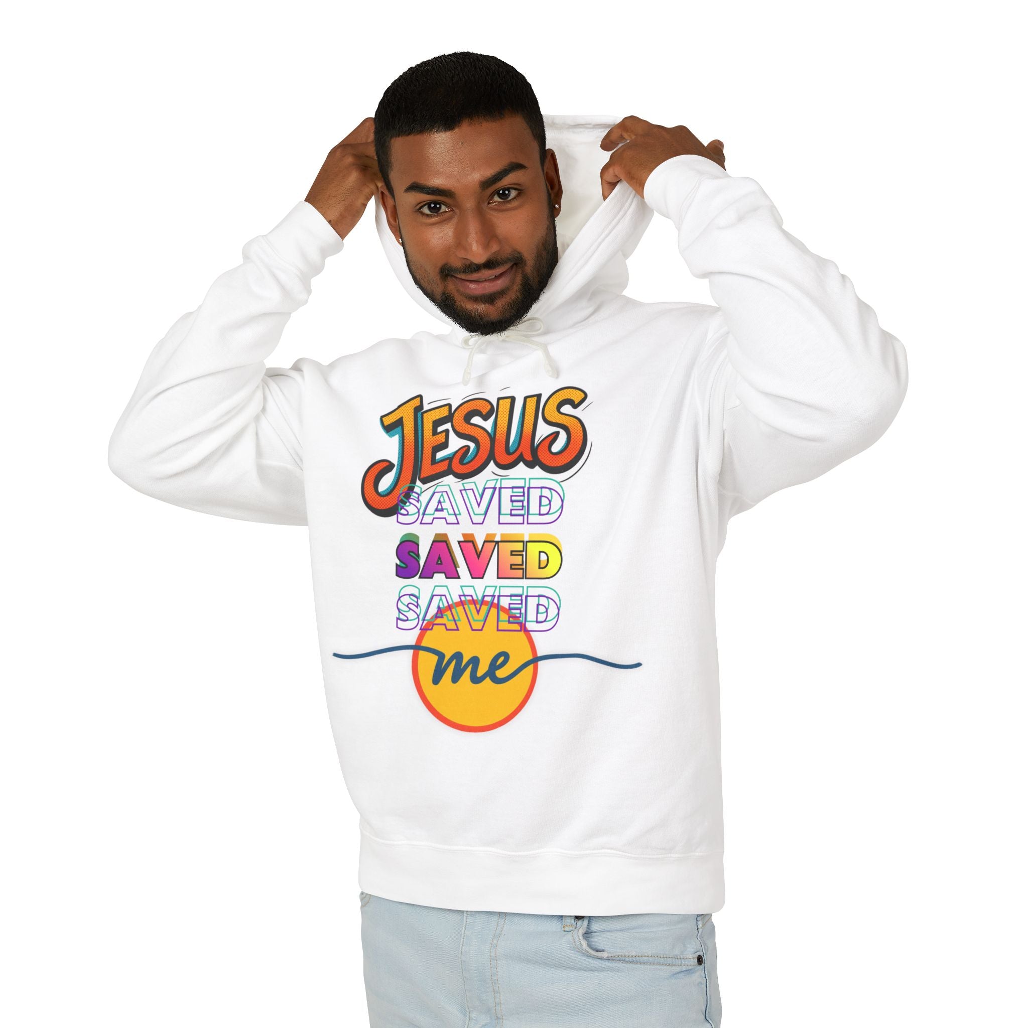 "Jesus Saved Me" Lightweight Hooded Sweatshirt