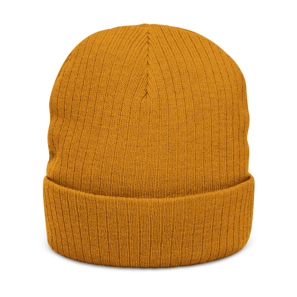 "GRACE." Embroidered Ribbed Knit Beanie