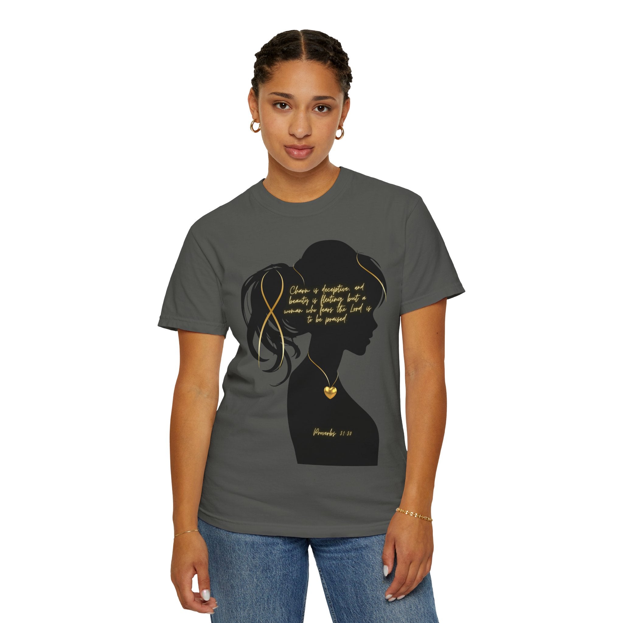 Proverbs 31:30 Gold Heart- T-Shirt