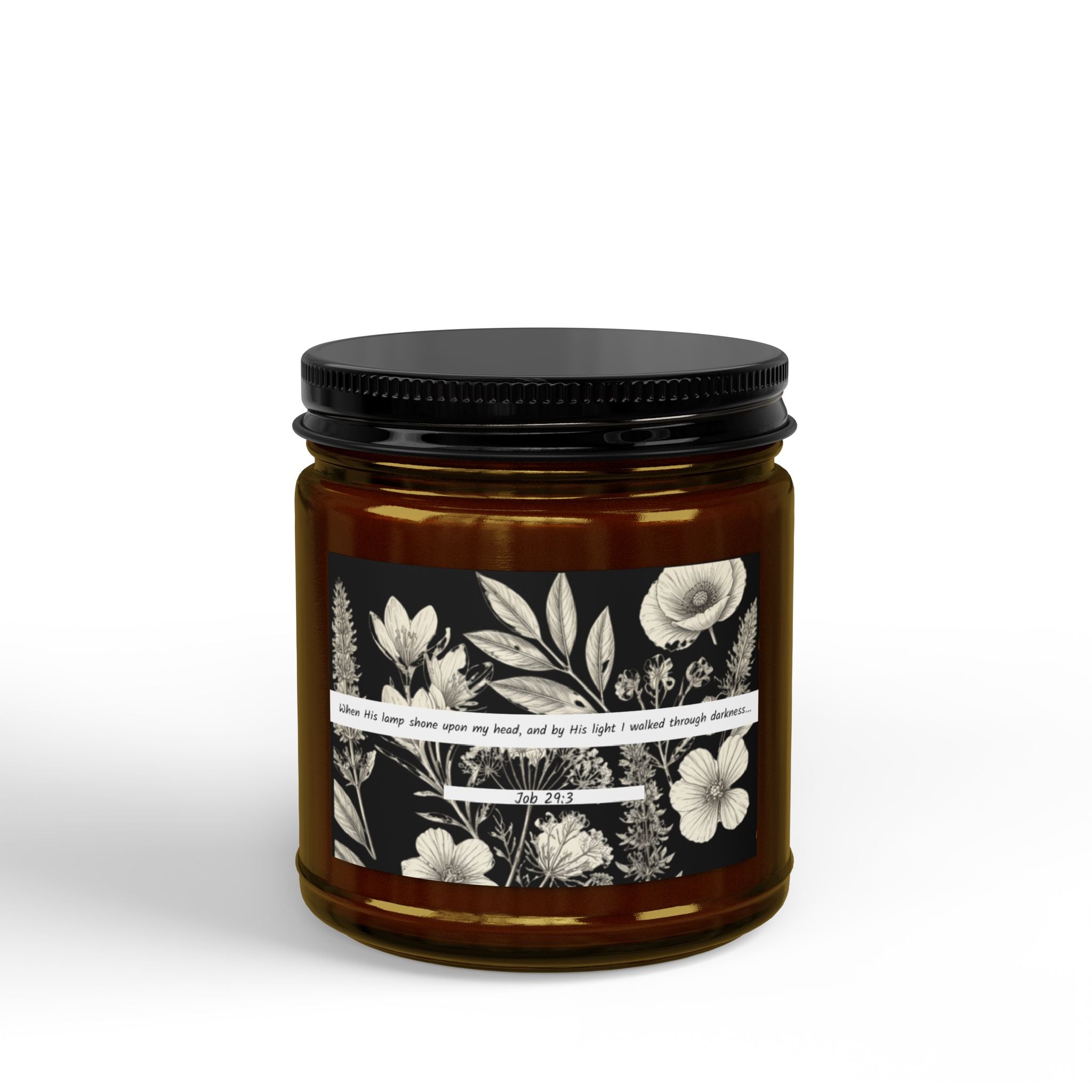 Job 29:3: B&W Botanical Design — Soy Candle (4oz & 9oz)