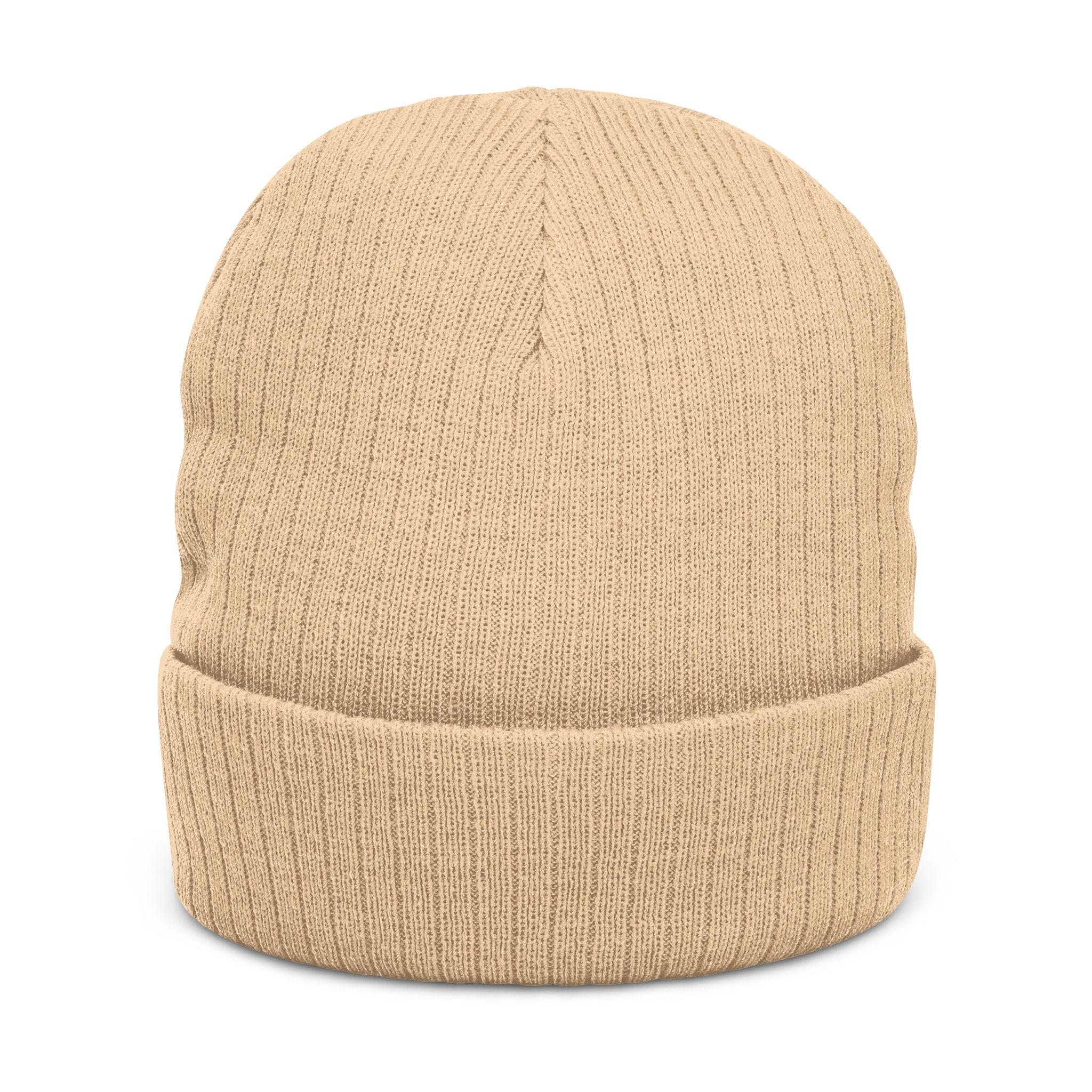 "GRACE." Embroidered Ribbed Knit Beanie