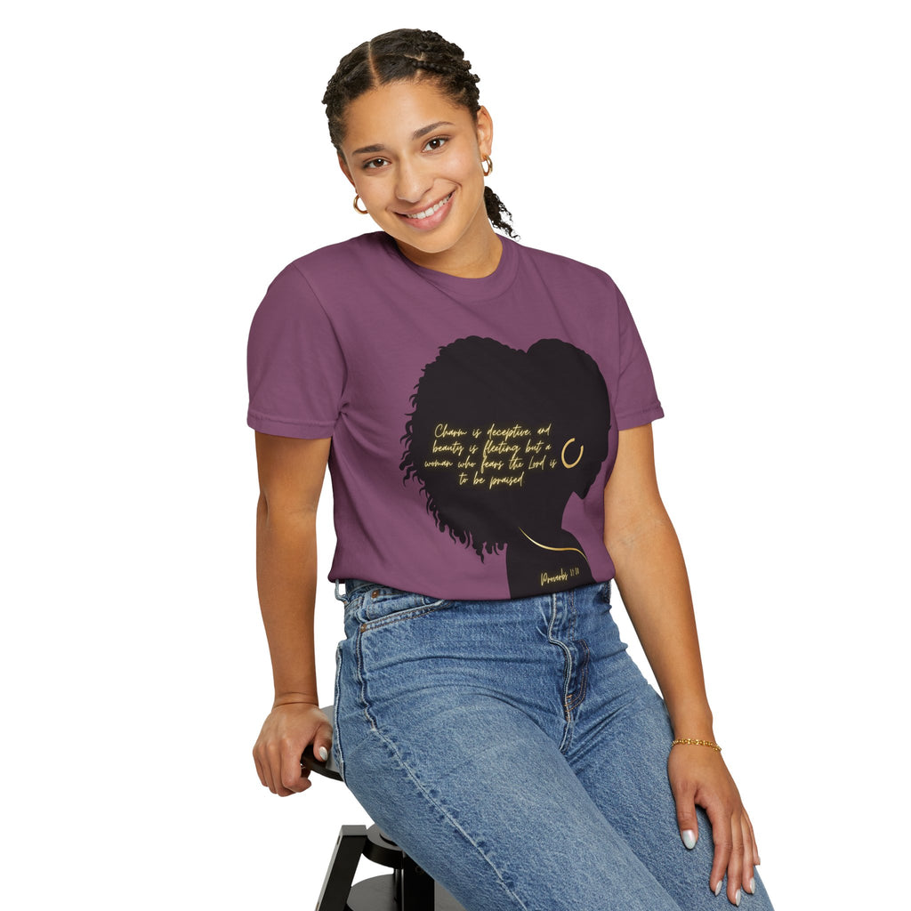 Proverbs 31:30 Gold Earring - T-Shirt