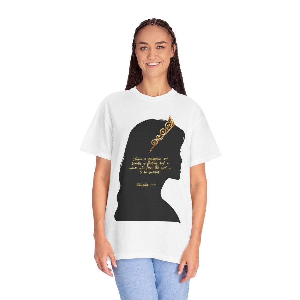Proverbs 31:30 Gold Crown - T-Shirt