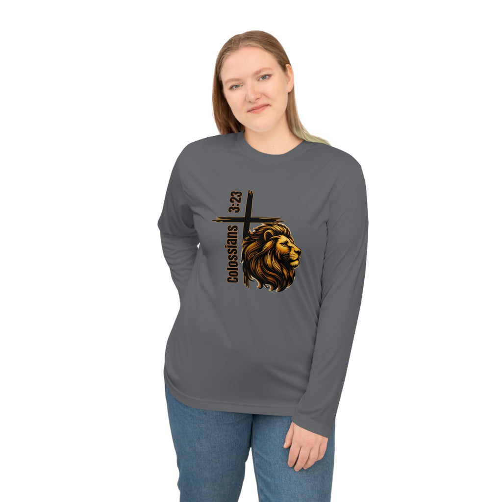 Colossians 3:23: Lion Long Sleeve Performance Shirt