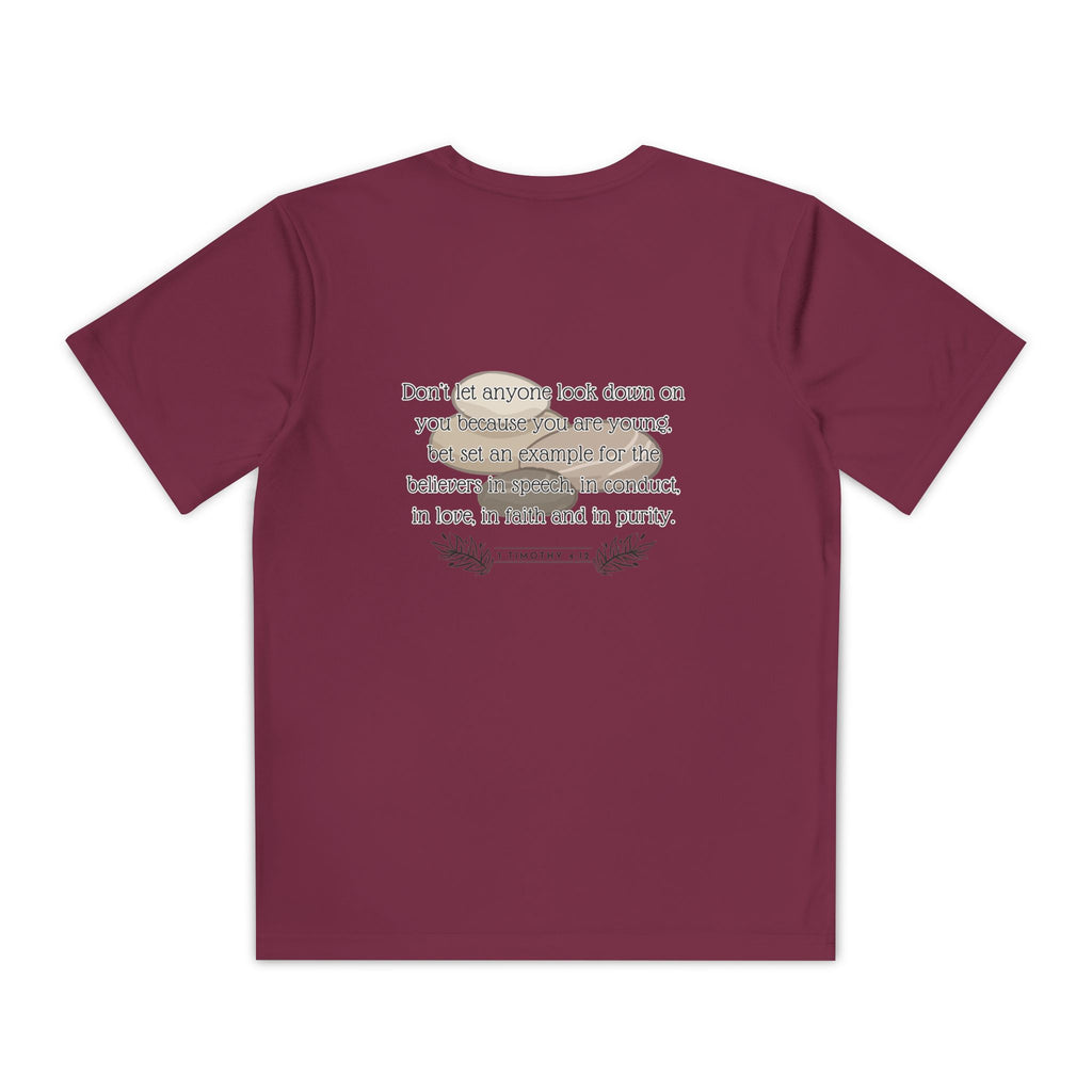 1 Timothy 4:12: 'Small But Mighty' Stones Youth Competitor Tee