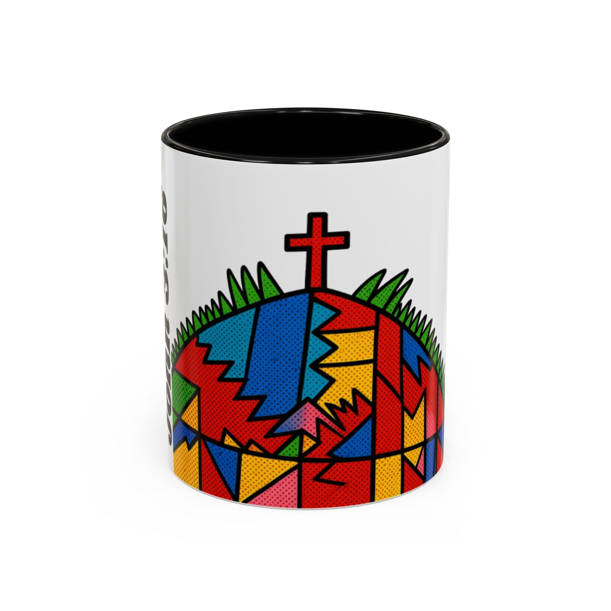 Colorful Christian Cross Accent Coffee Mug — Vibrant Faith Art (11/15oz)