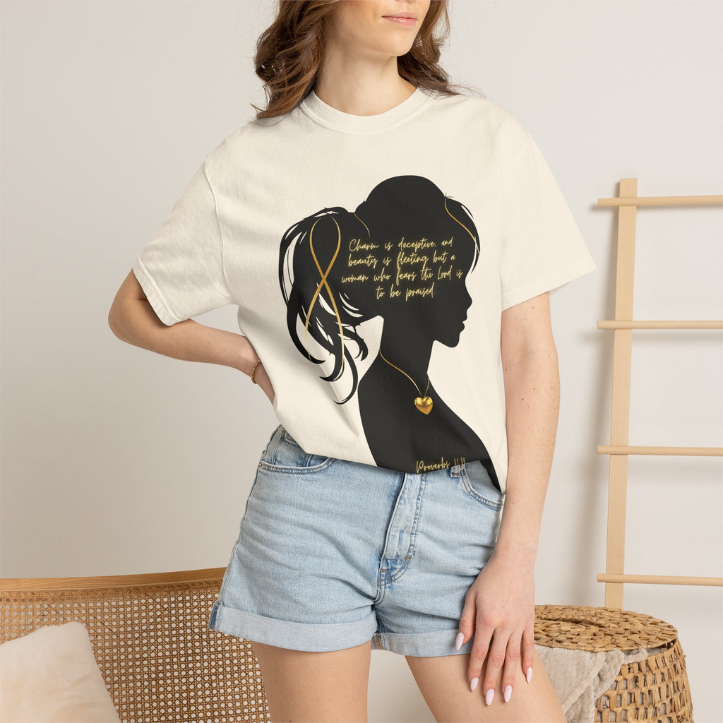 Proverbs 31:30 Gold Heart- T-Shirt