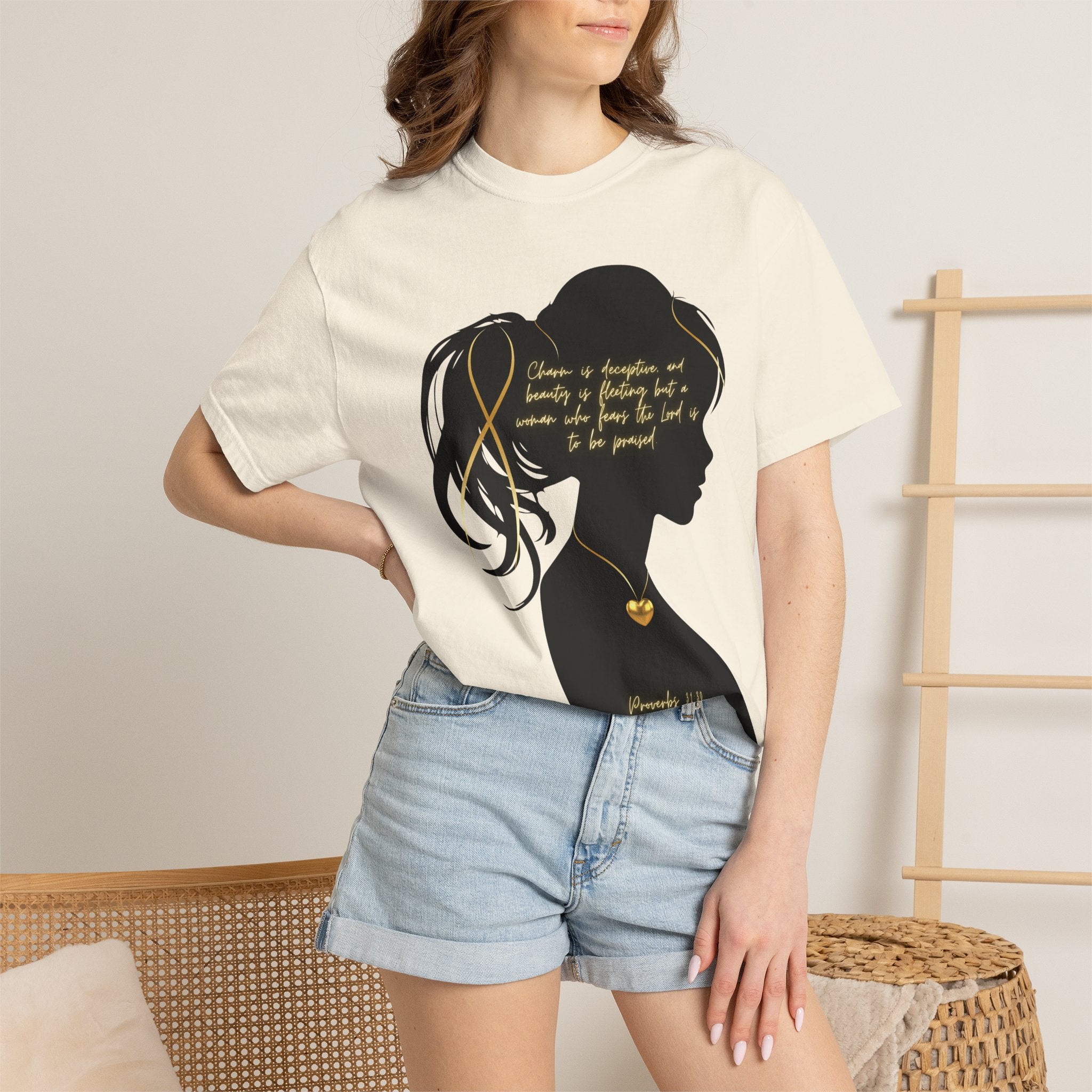 Proverbs 31:30 Gold Heart- T-Shirt