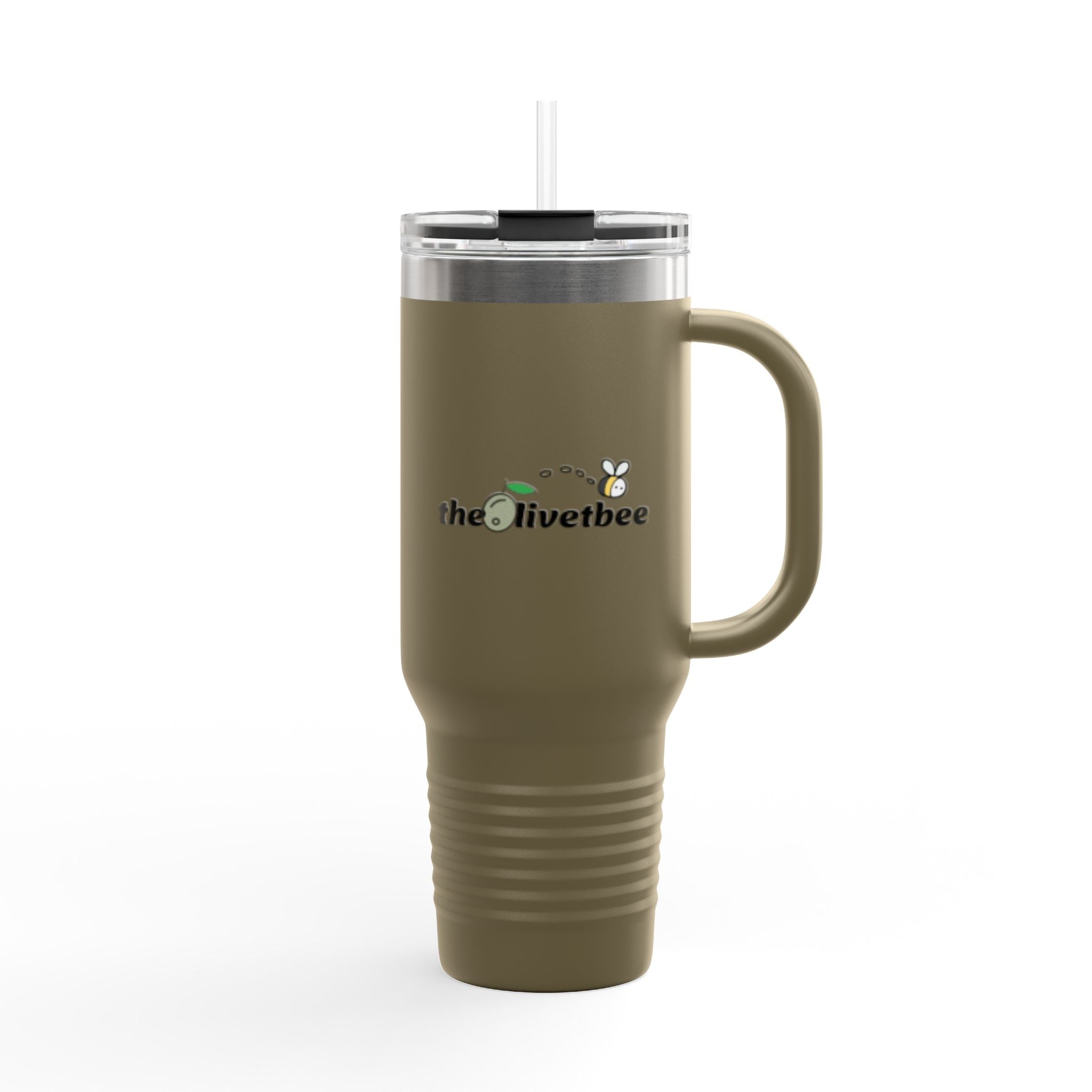 40oz Insulated Travel Mug — "theOlivetbee" Stainless Tumbler with Straw