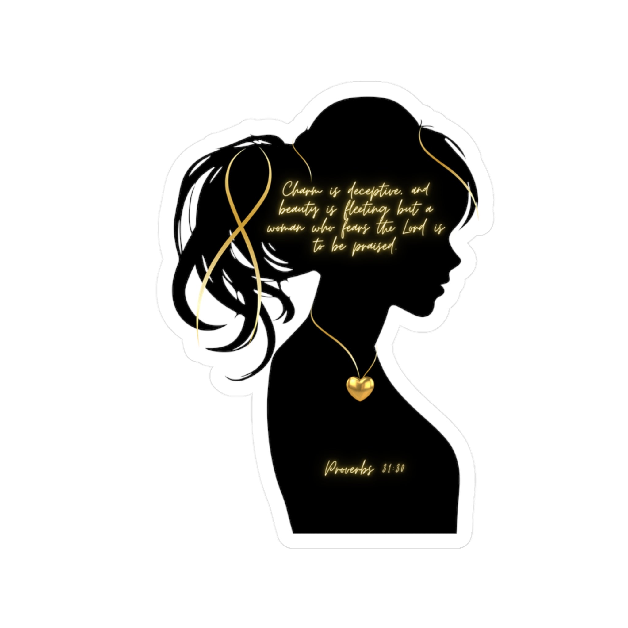 Proverbs 31:30: Gold Heart— Sticker