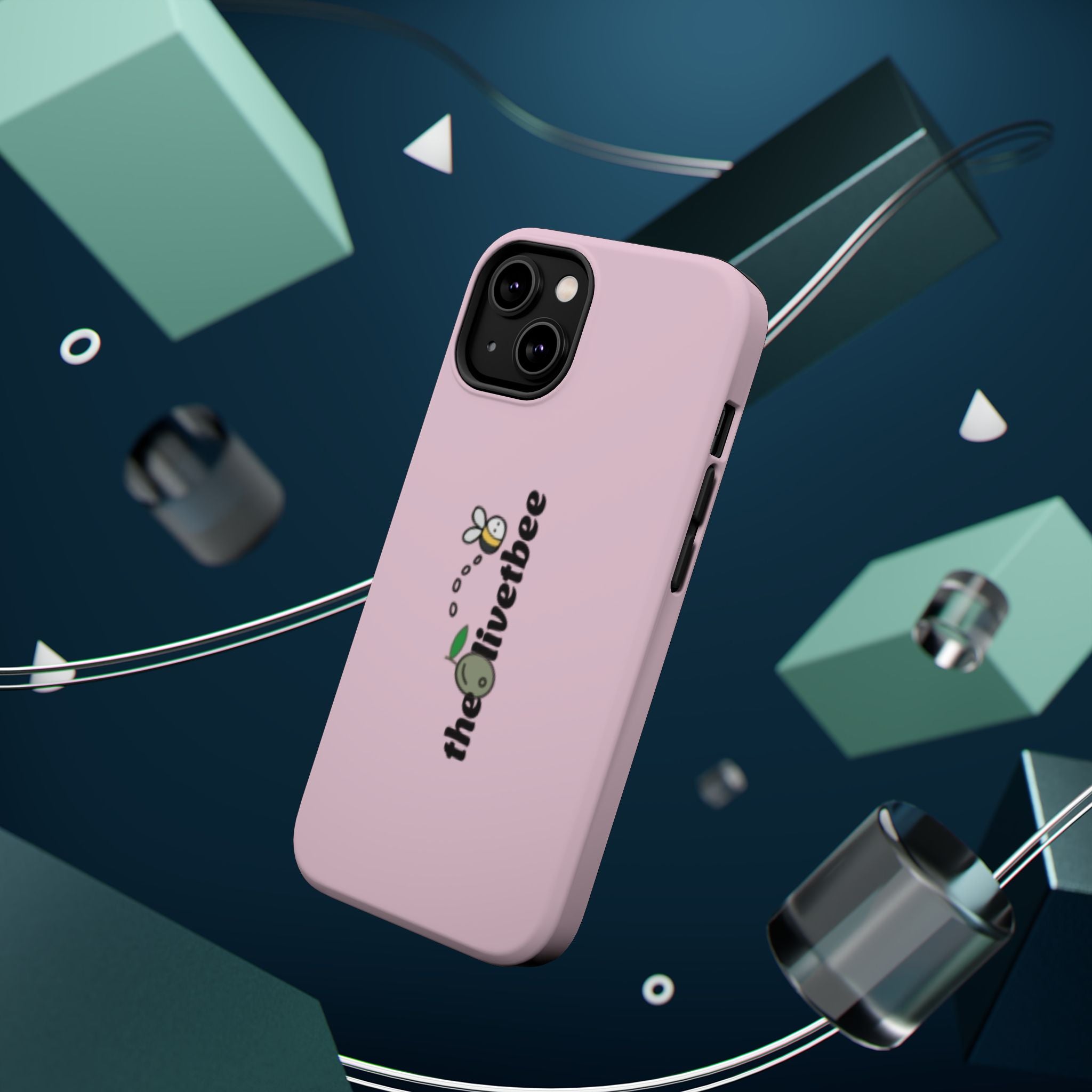 Pink Magnetic Impact-Resistant Phone Case — 'theolivetbee' , Shockproof MagSafe-Compatible Protection