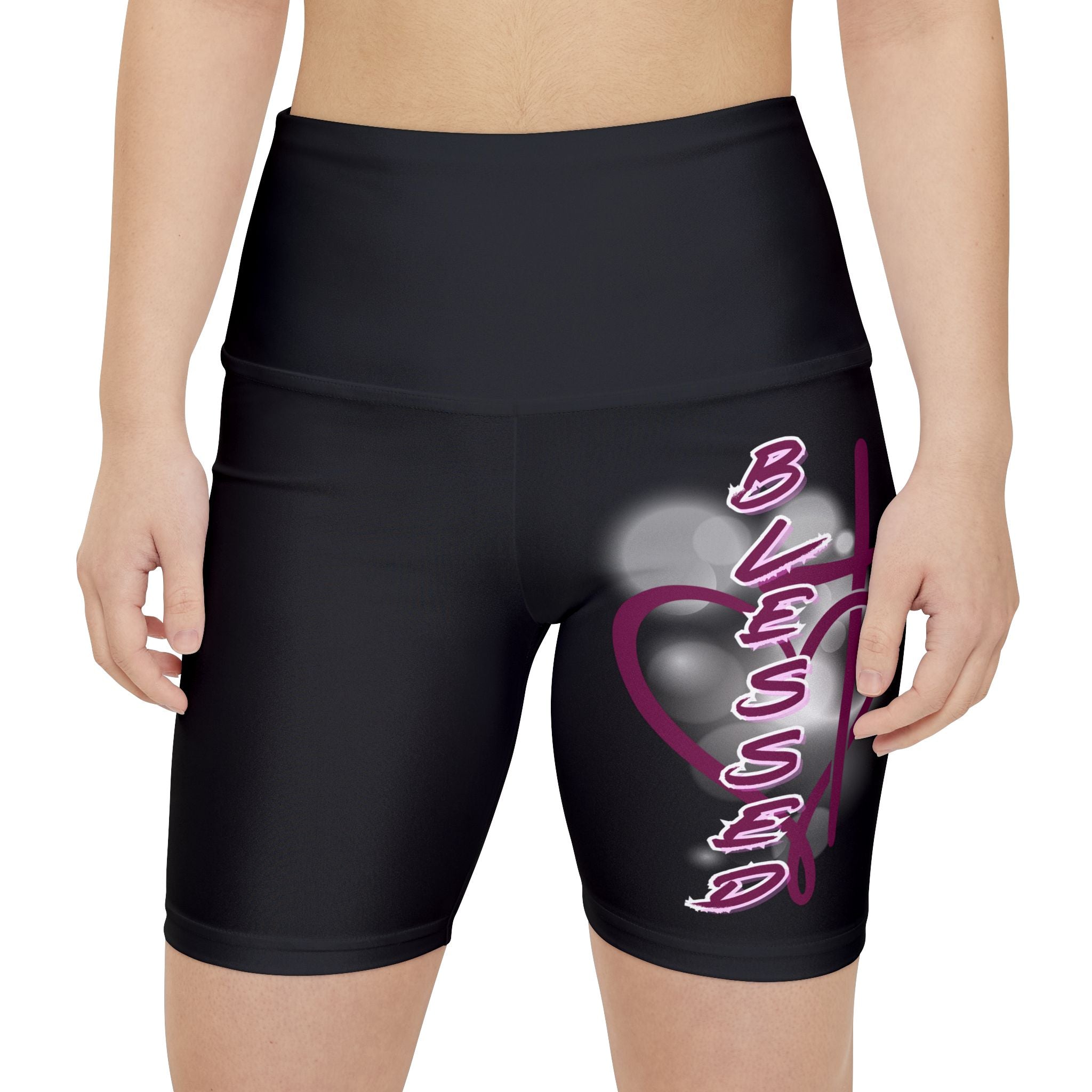 'Blessed' Heart & Cross -  Women's Workout Shorts