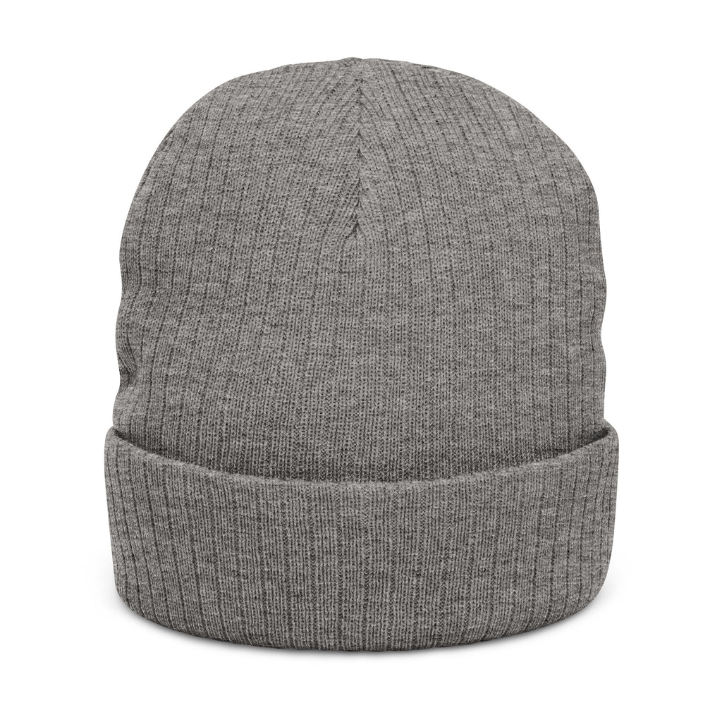 "GRACE." Embroidered Ribbed Knit Beanie