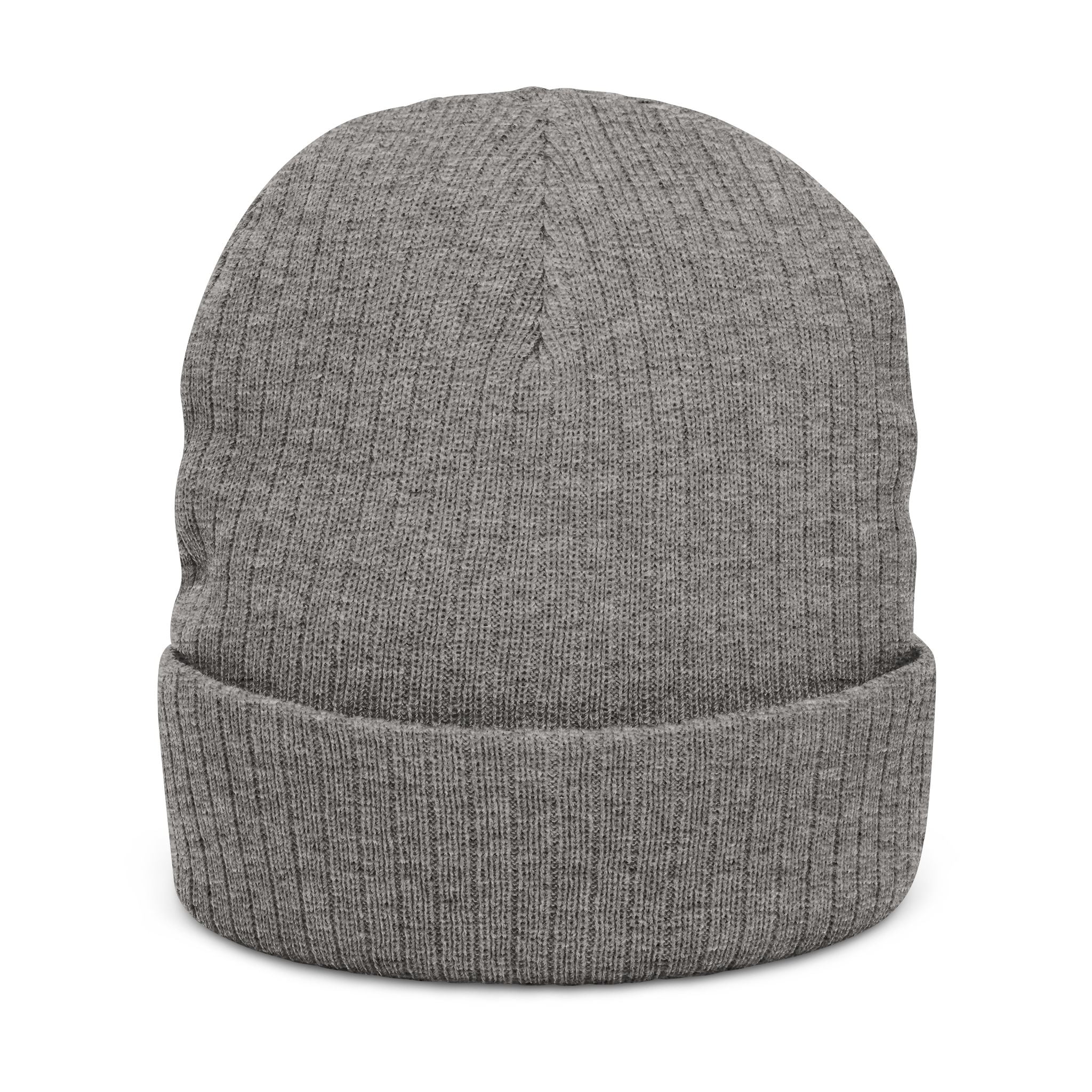 "GRACE." Embroidered Ribbed Knit Beanie