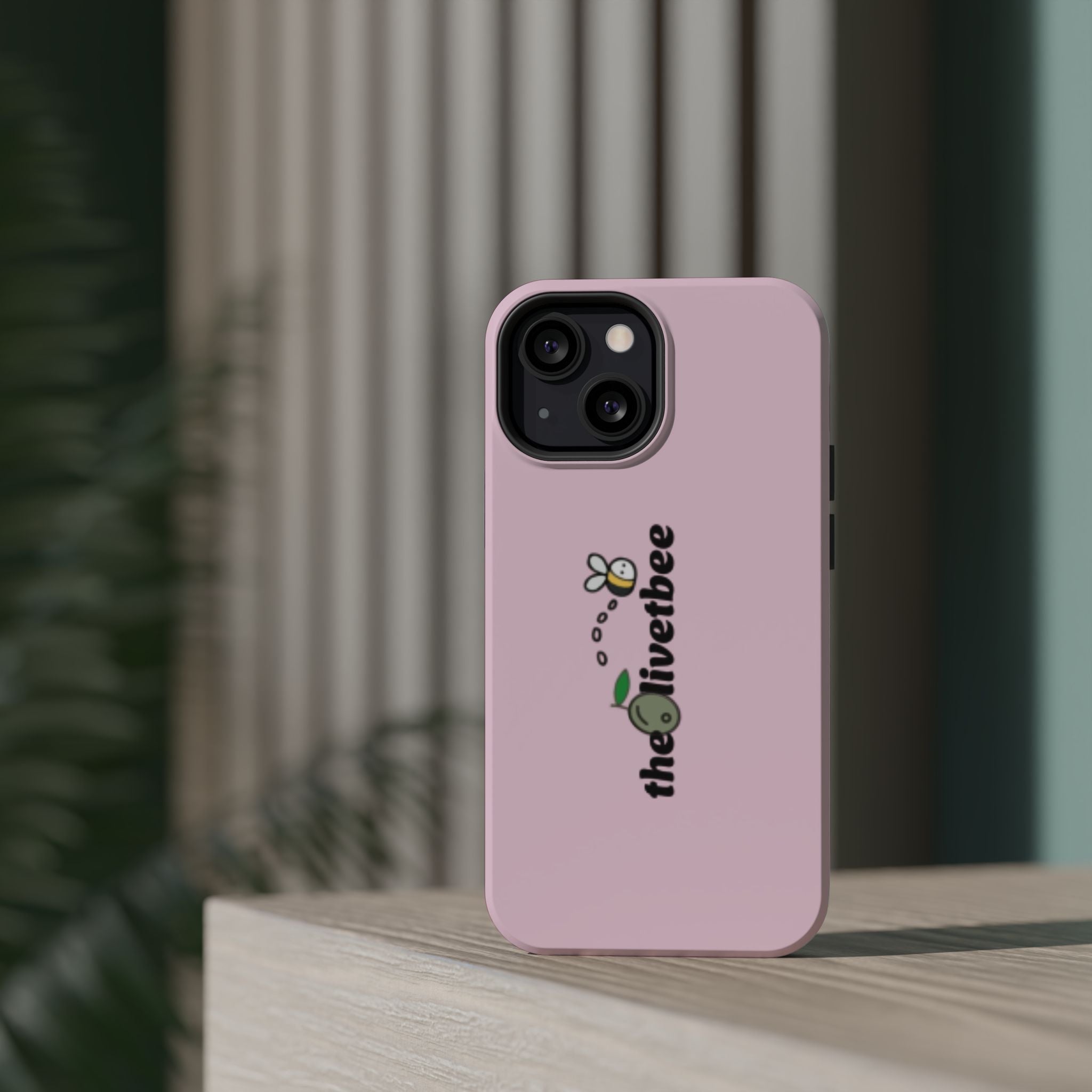 Pink Magnetic Impact-Resistant Phone Case — 'theolivetbee' , Shockproof MagSafe-Compatible Protection