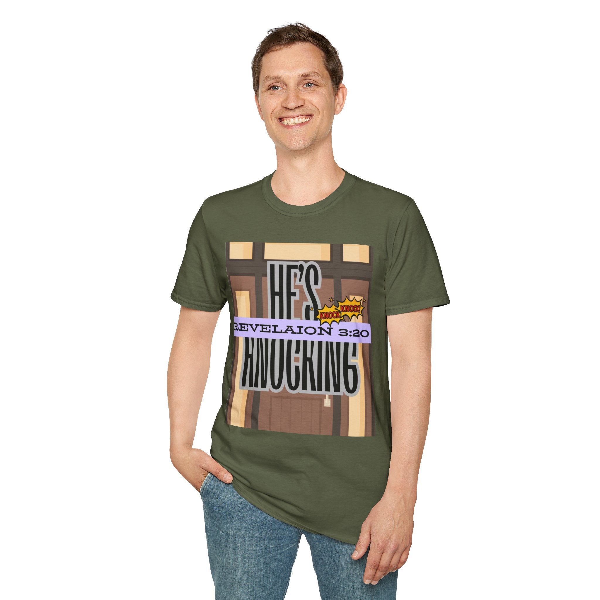 “He’s Knocking” Revelation 3:20 — Graphic T‑Shirt