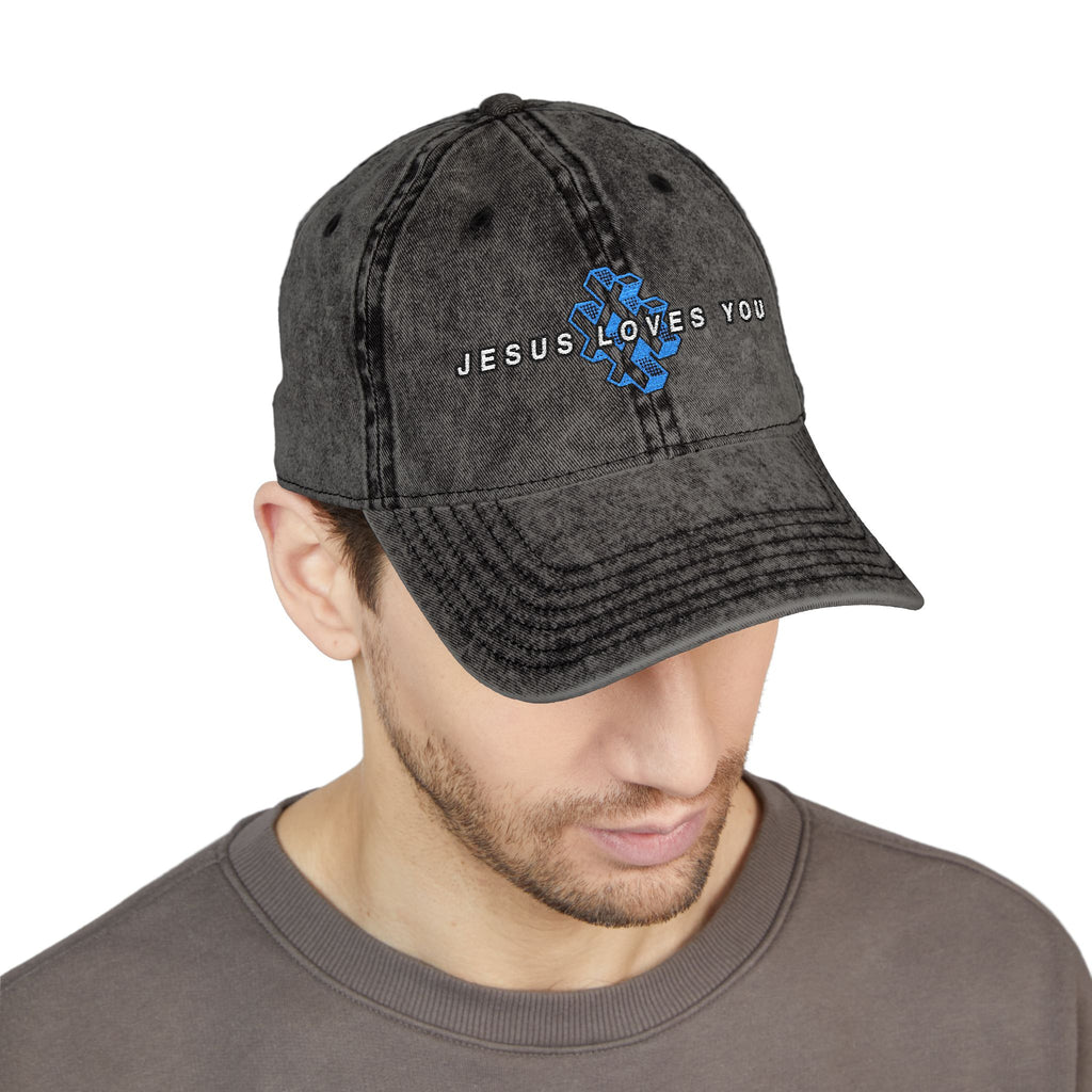 '# Jesus Loves You' Embroidered Vintage Cap