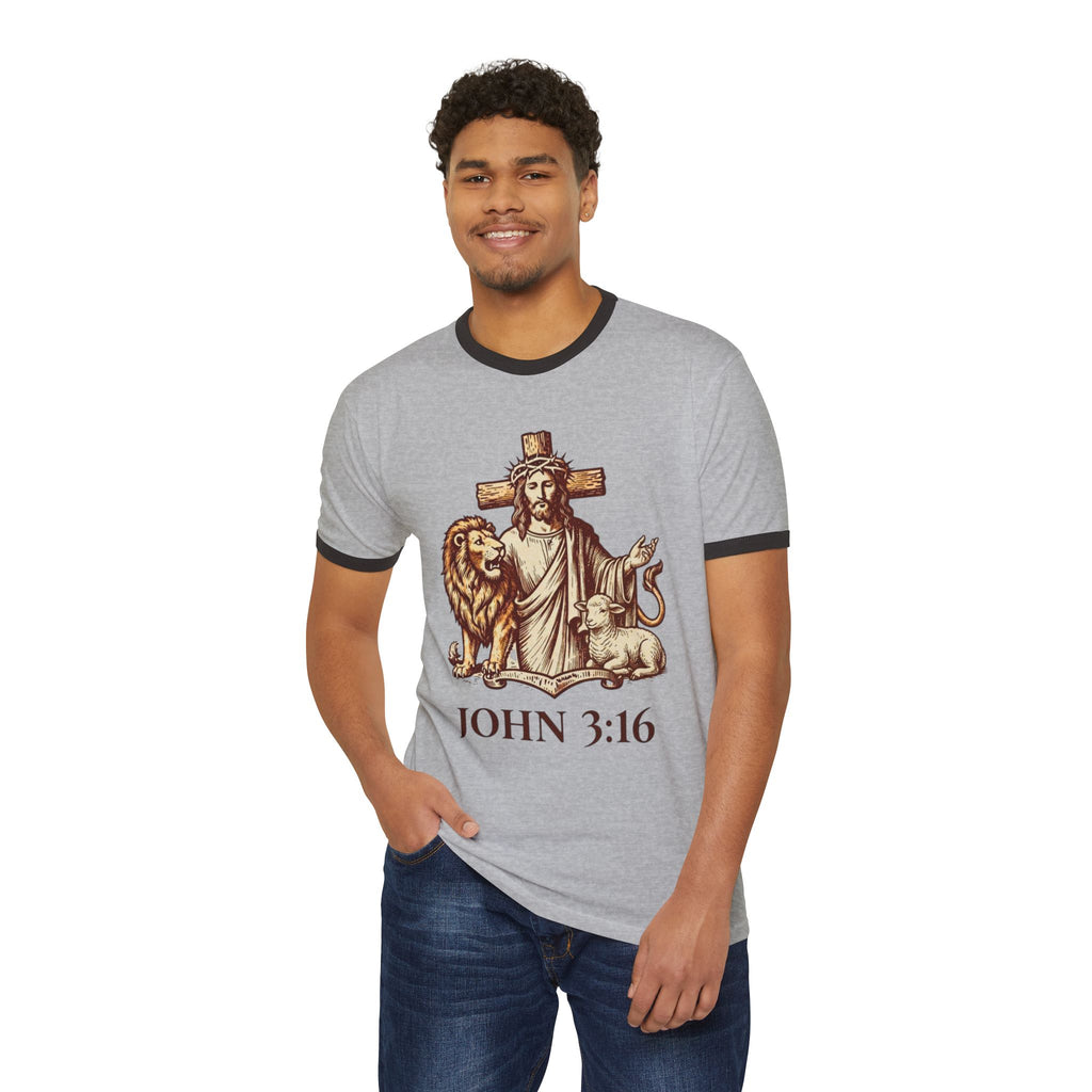 'Jesus The Lion & Lamb' - Ringer T-Shirt