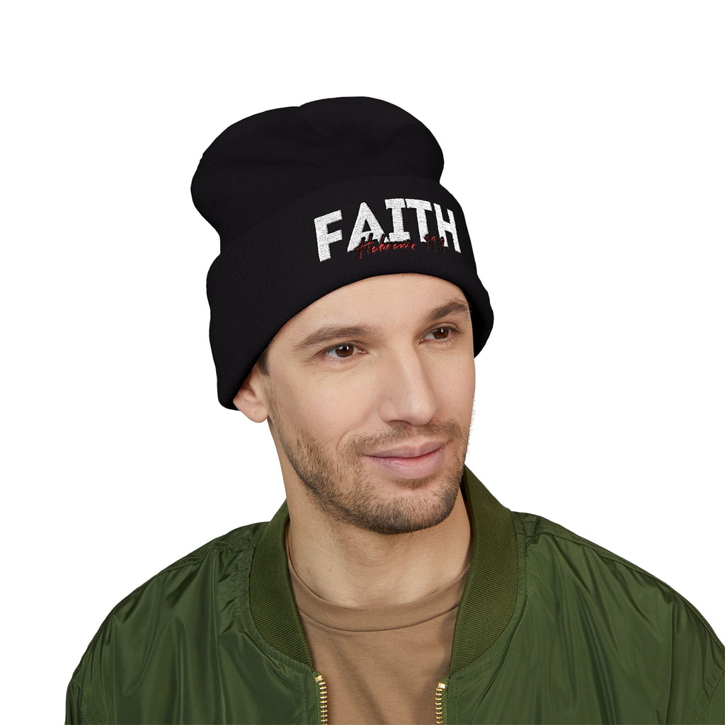 Hebrews 11:1 Faith Embroidered Cuffed Beanie