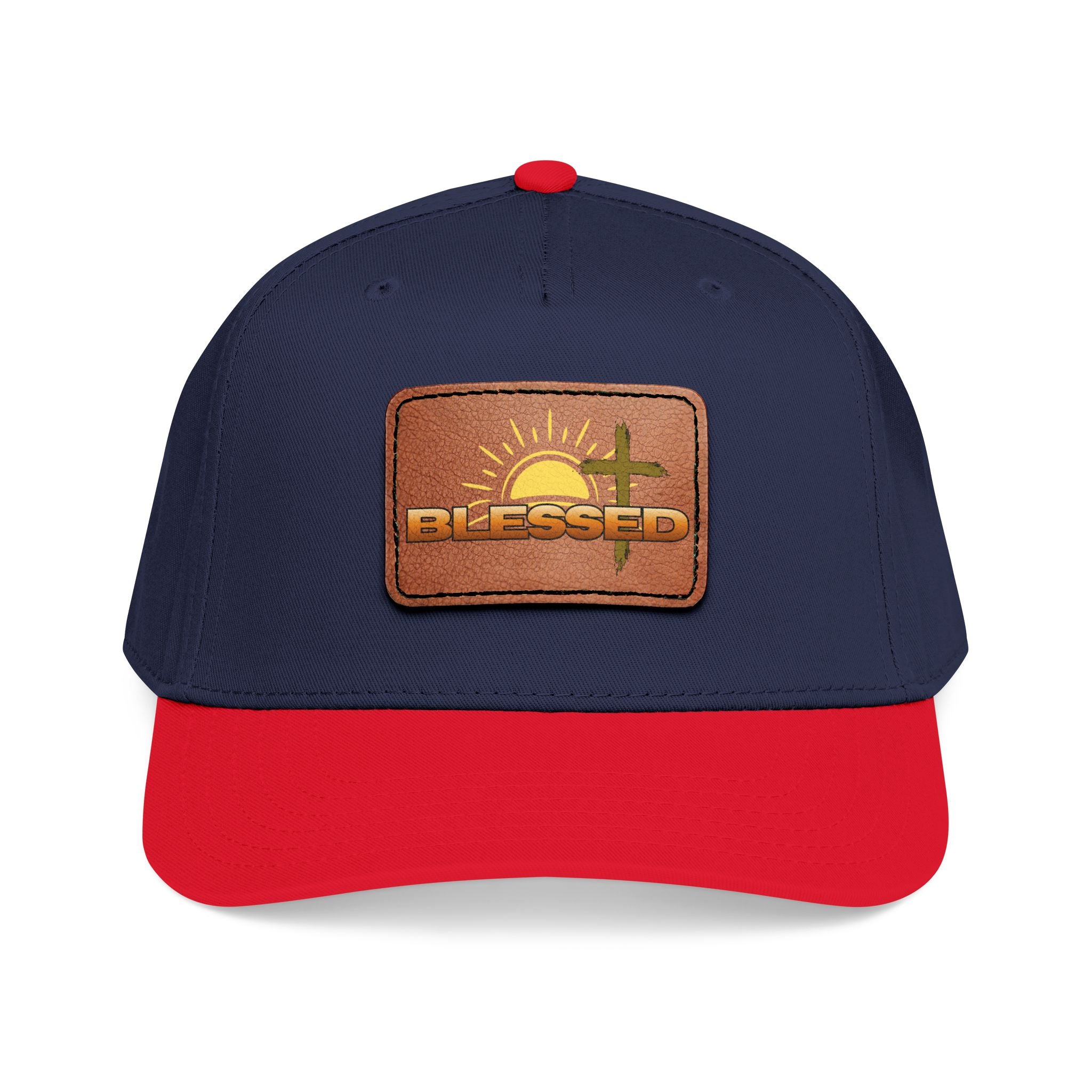 'Blessed' Sunrise Leather Patch Baseball Cap — Sunrise Cross Christian Hat