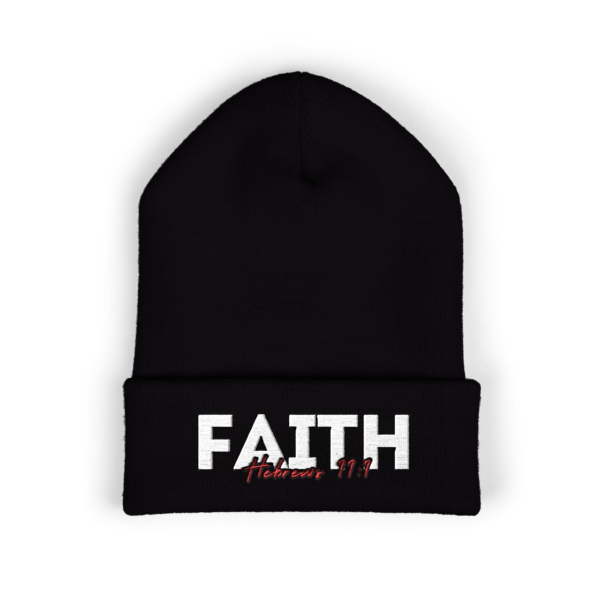 Hebrews 11:1 Faith Embroidered Cuffed Beanie
