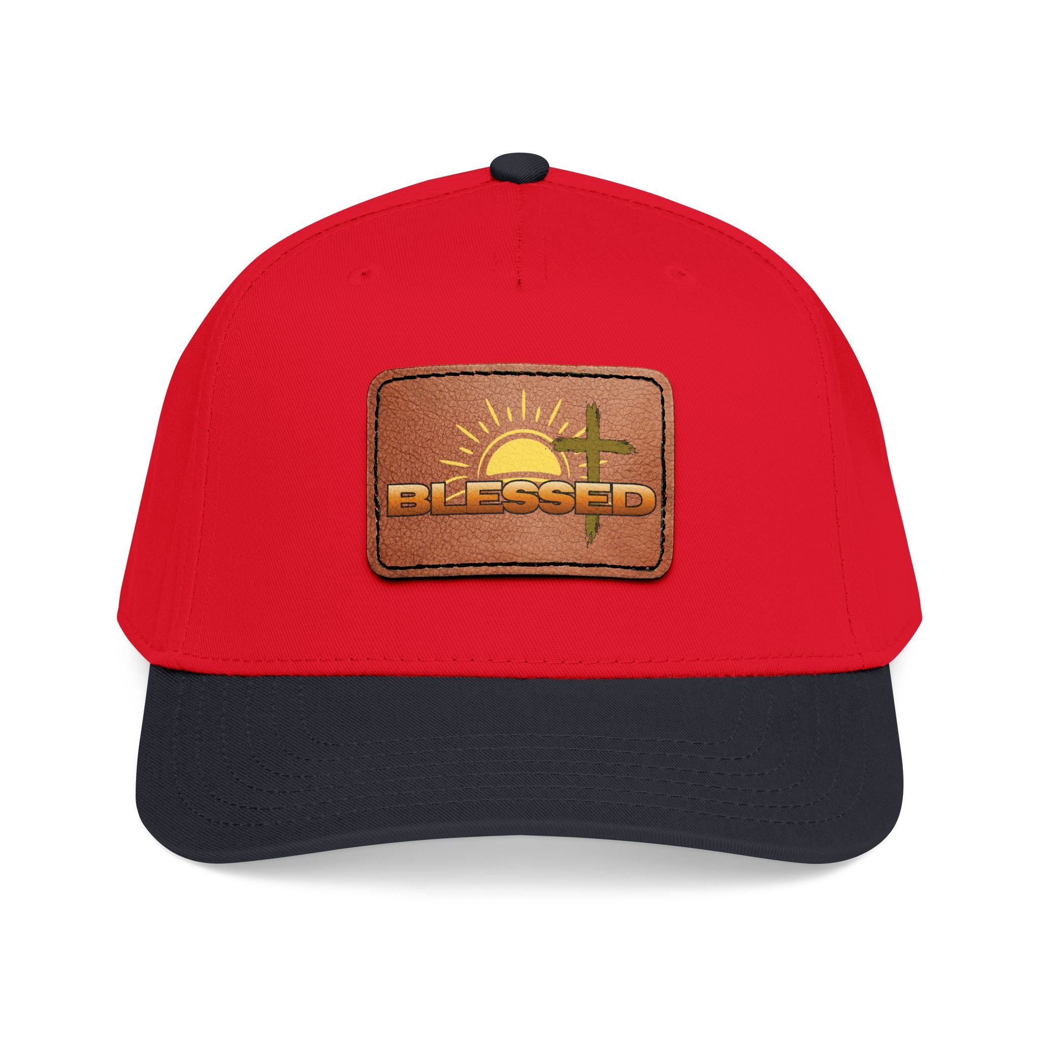 'Blessed' Sunrise Leather Patch Baseball Cap — Sunrise Cross Christian Hat