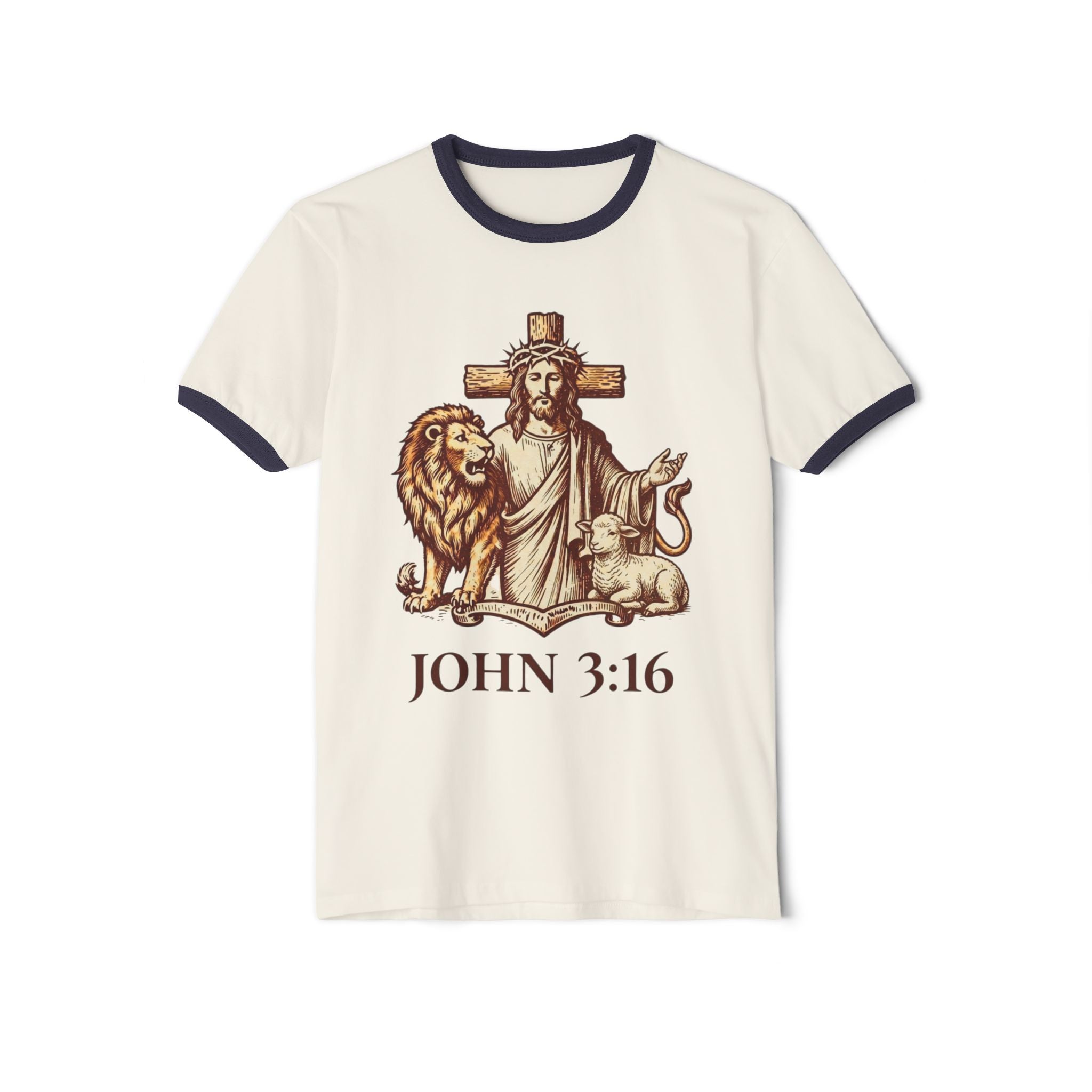 'Jesus The Lion & Lamb' - Ringer T-Shirt