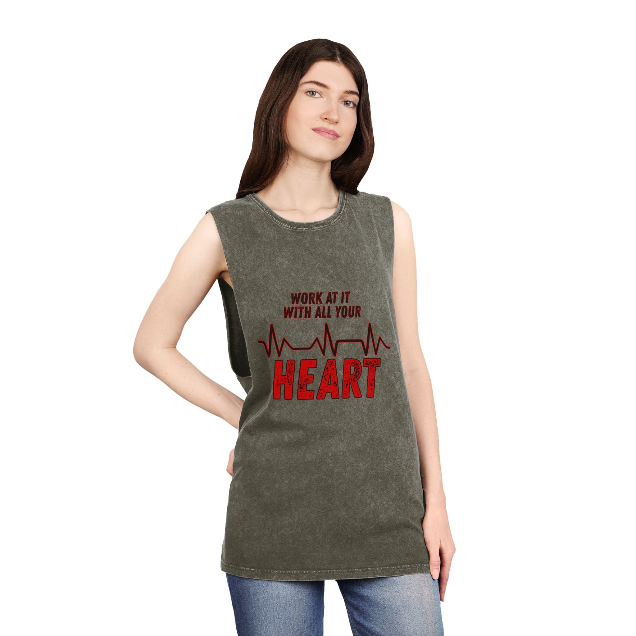 Colossians 3:23: "Work At It With All Your Heart"  — Stonewash Tank Top