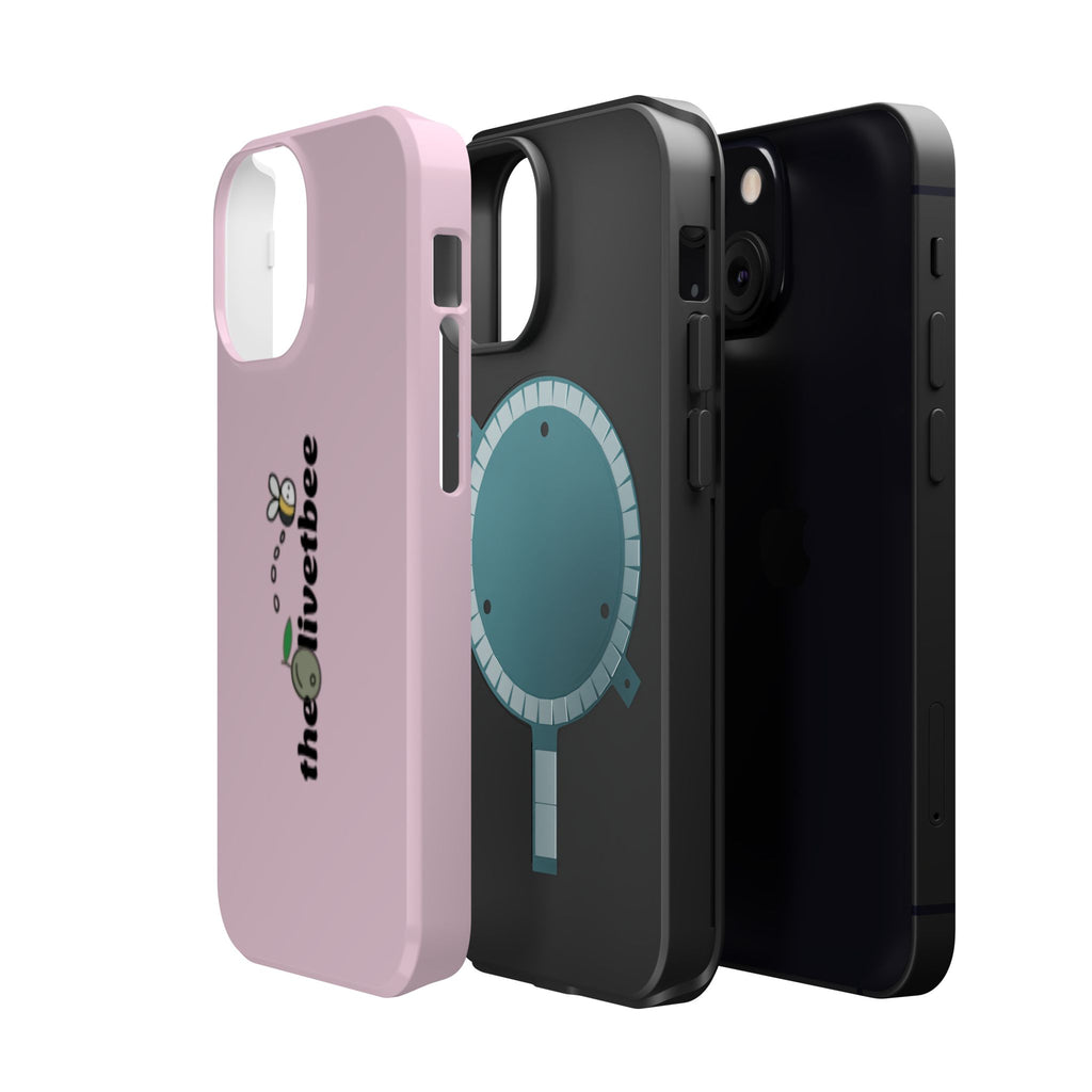 Pink Magnetic Impact-Resistant Phone Case — 'theolivetbee' , Shockproof MagSafe-Compatible Protection