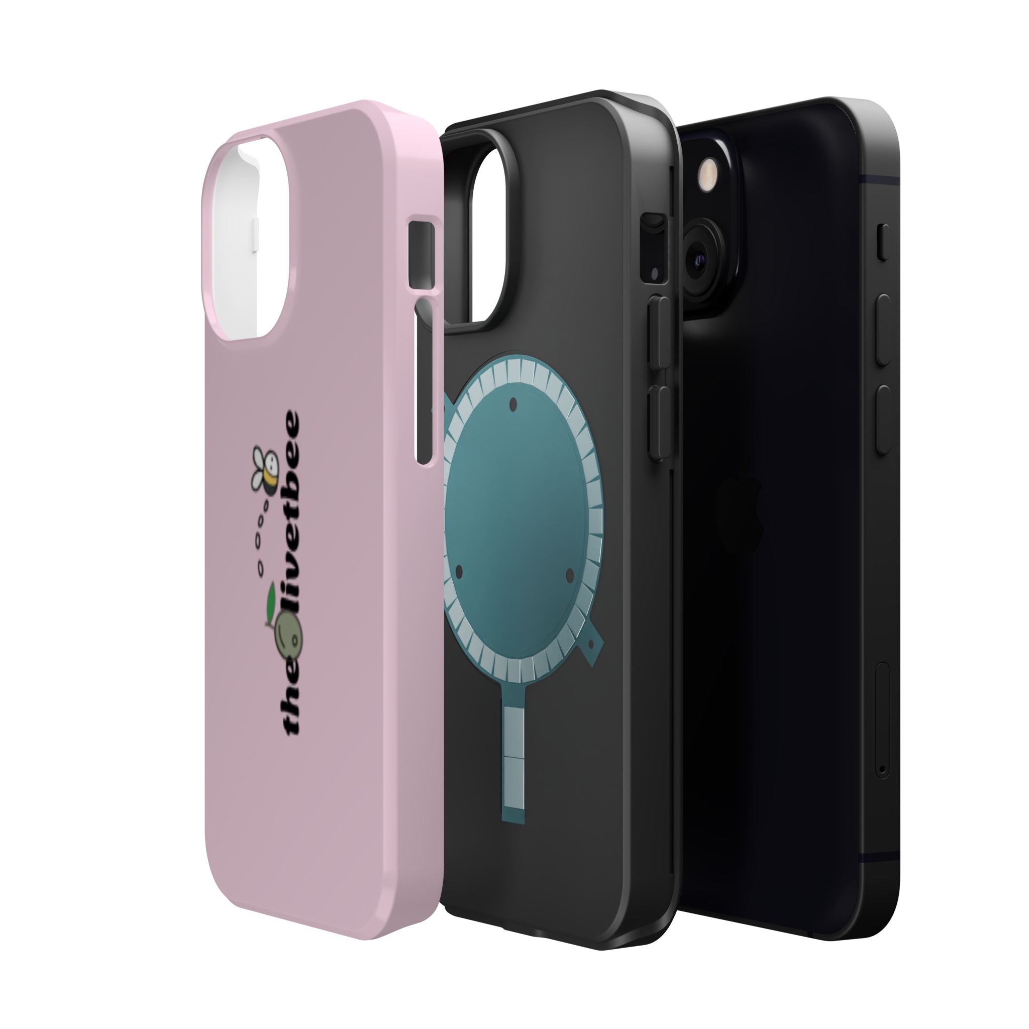 Pink Magnetic Impact-Resistant Phone Case — 'theolivetbee' , Shockproof MagSafe-Compatible Protection