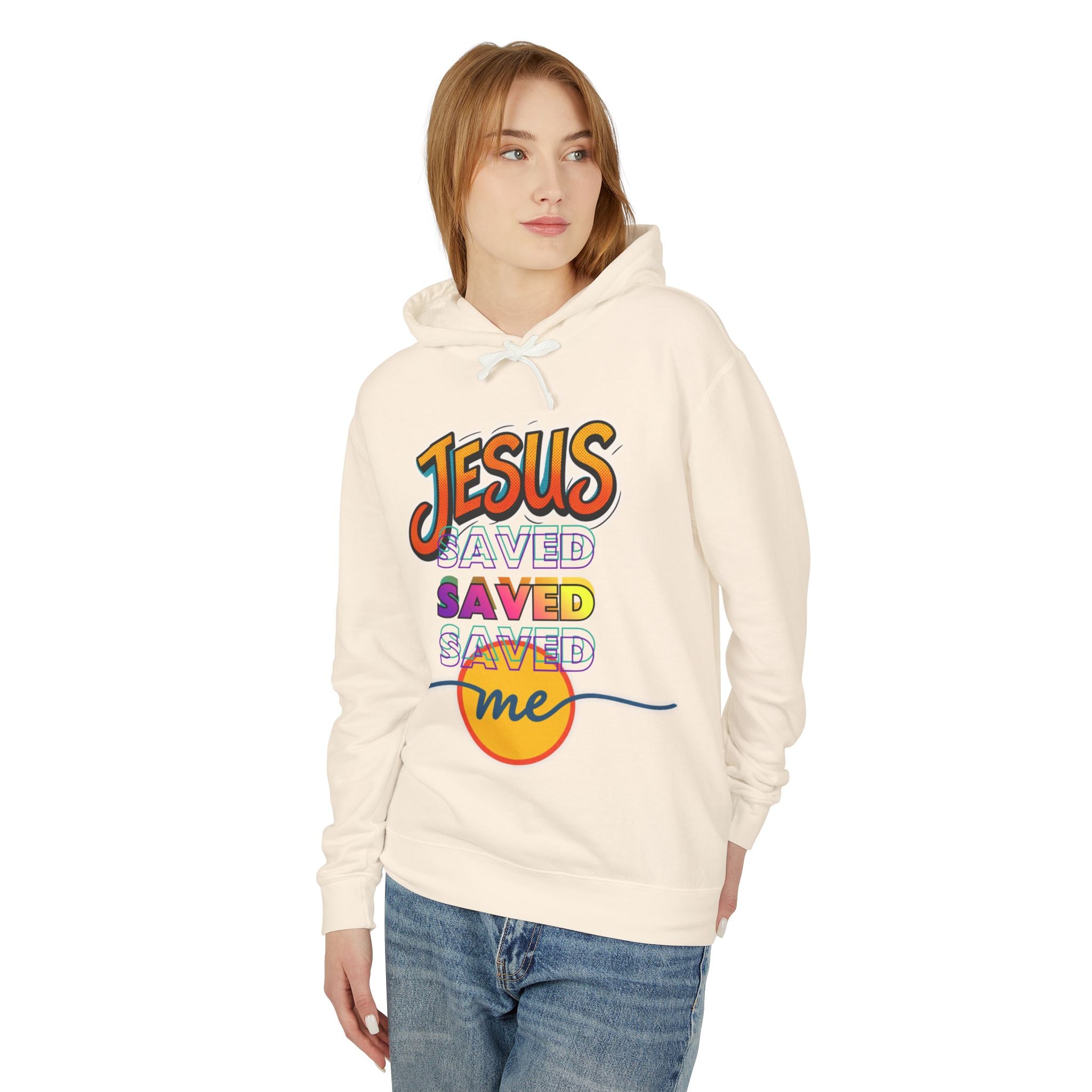 "Jesus Saved Me" Lightweight Hooded Sweatshirt