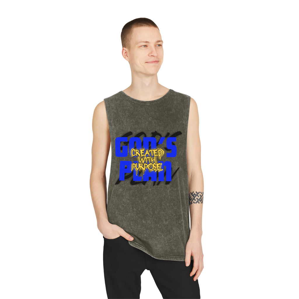 "Created With Purpose" — Graphic Stonewash Muscle Tee